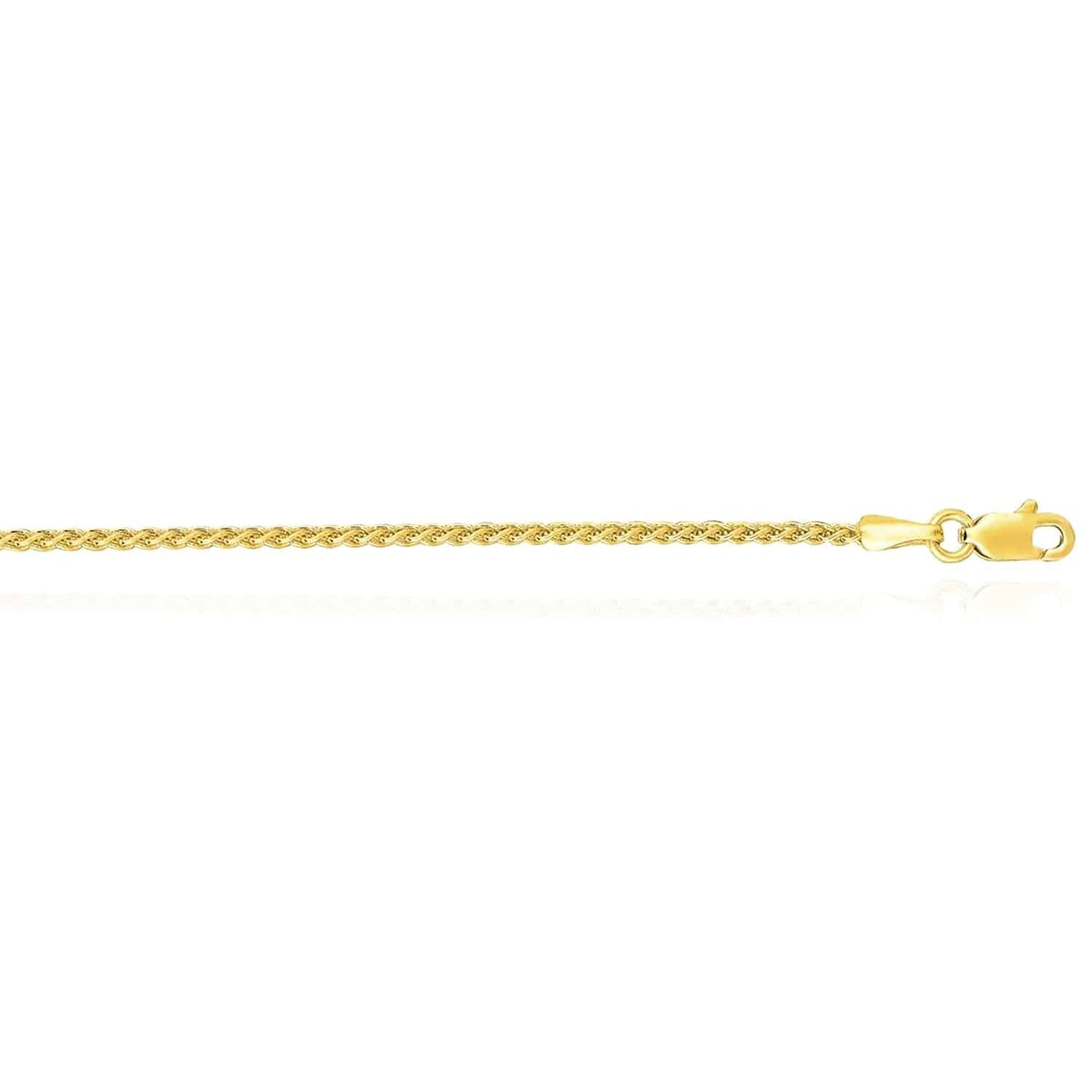 14K Gold 1.5mm Round Spiga Wheat Chain Necklace 16"-30"