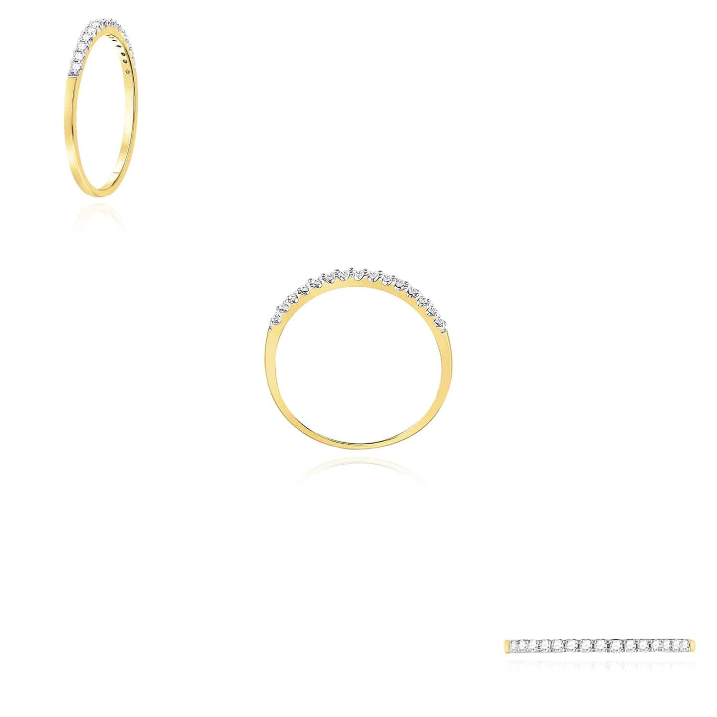 .15CTW Real Diamond 14K Gold Yellow Single Row Wedding Band