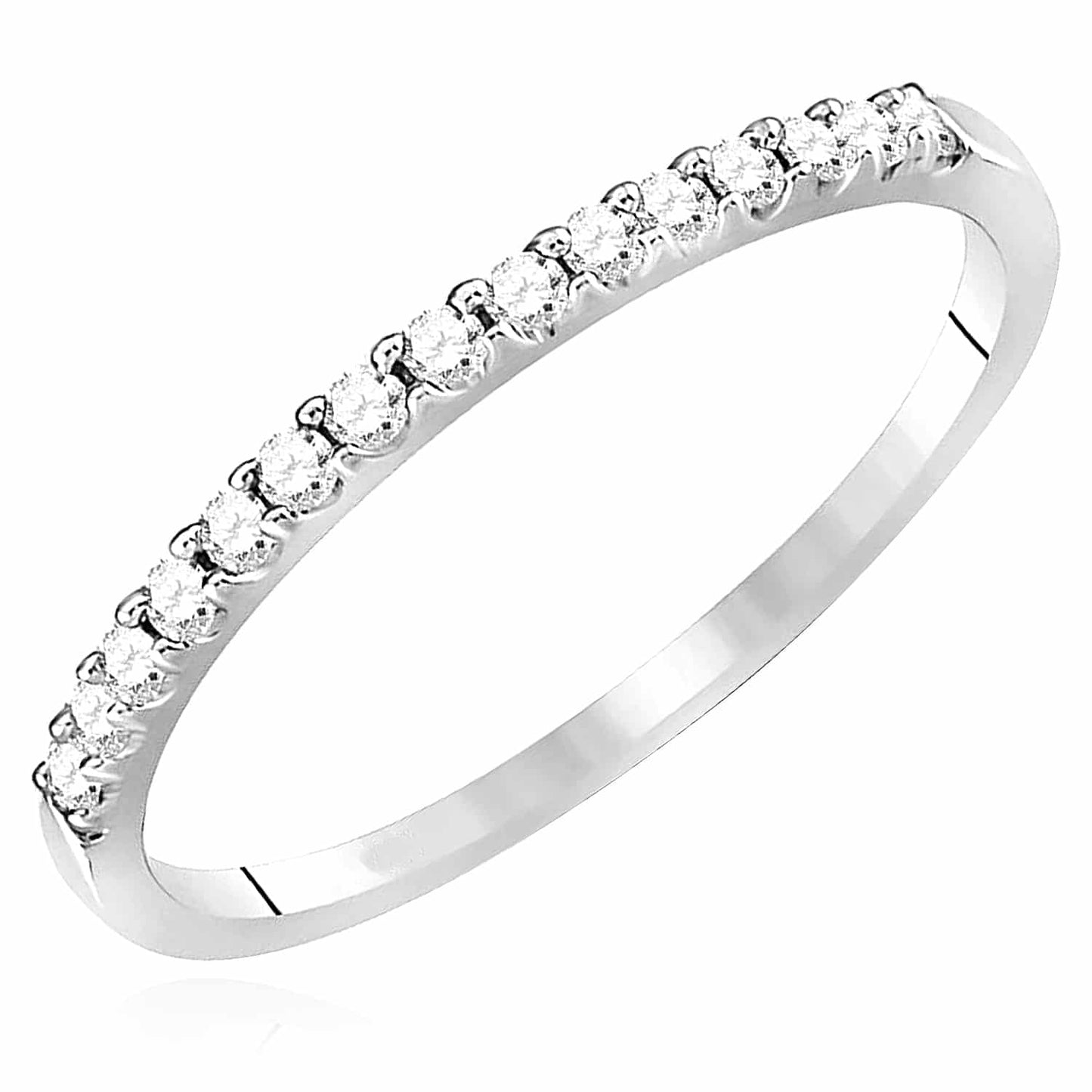 .15CTW Real Diamond 14K Gold White Single Row Wedding Band
