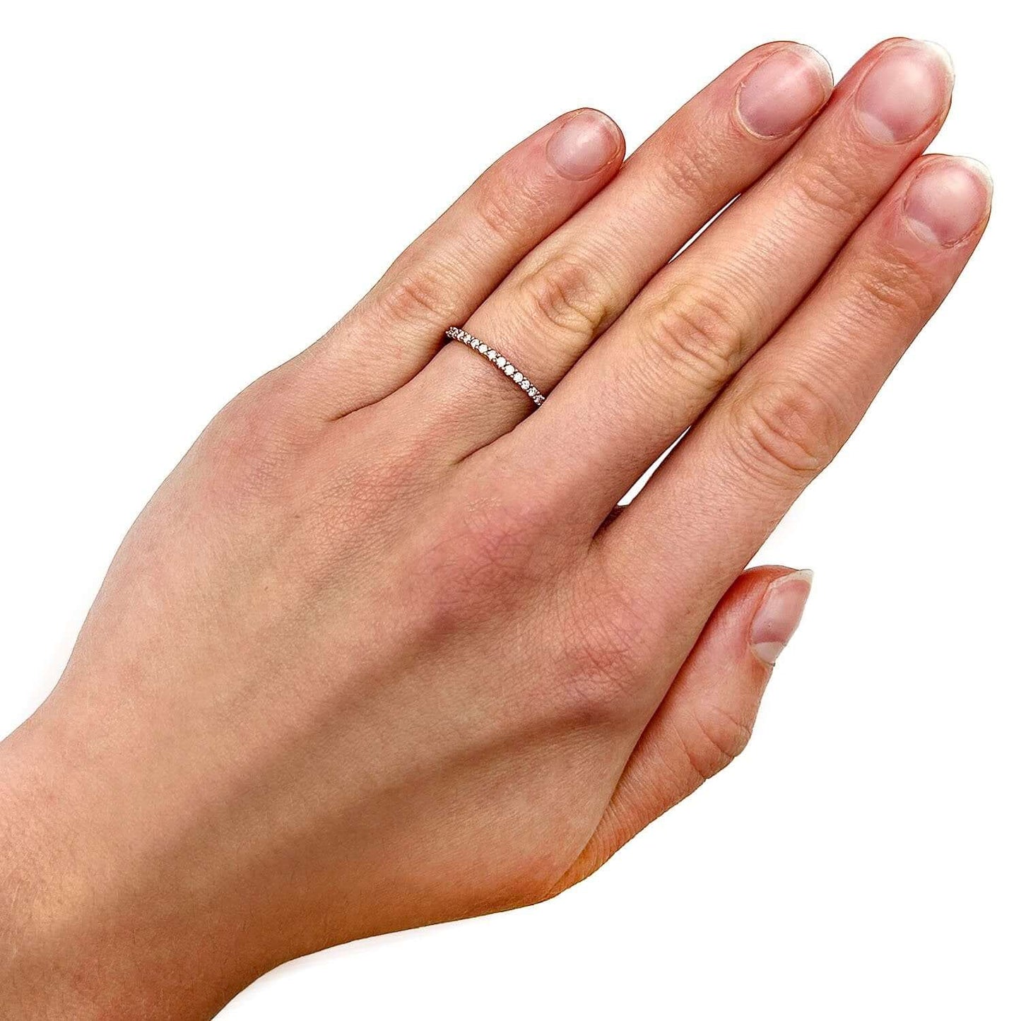 .15CTW Real Diamond 14K Gold Rose Single Row Wedding Band