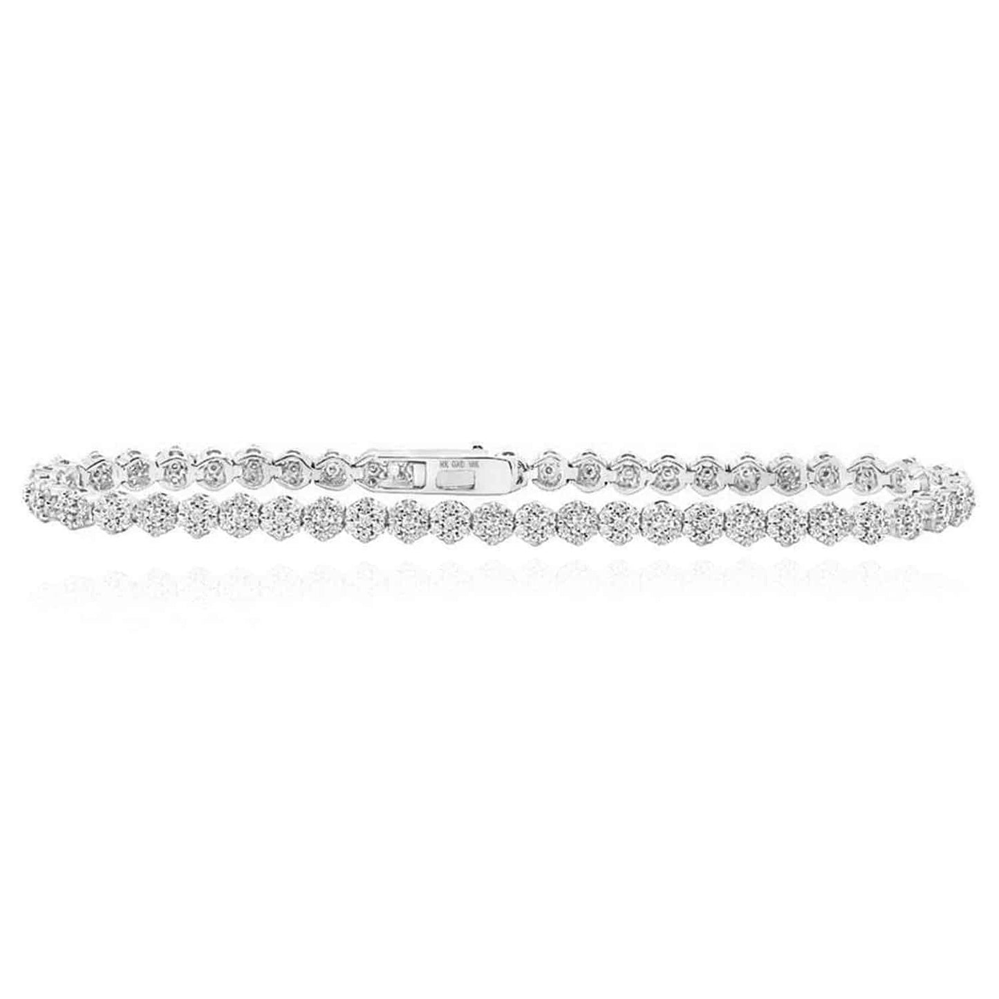 2.22CTW Real Diamond 10k Gold Yellow White Rose 4mm Tennis Bracelet 7"