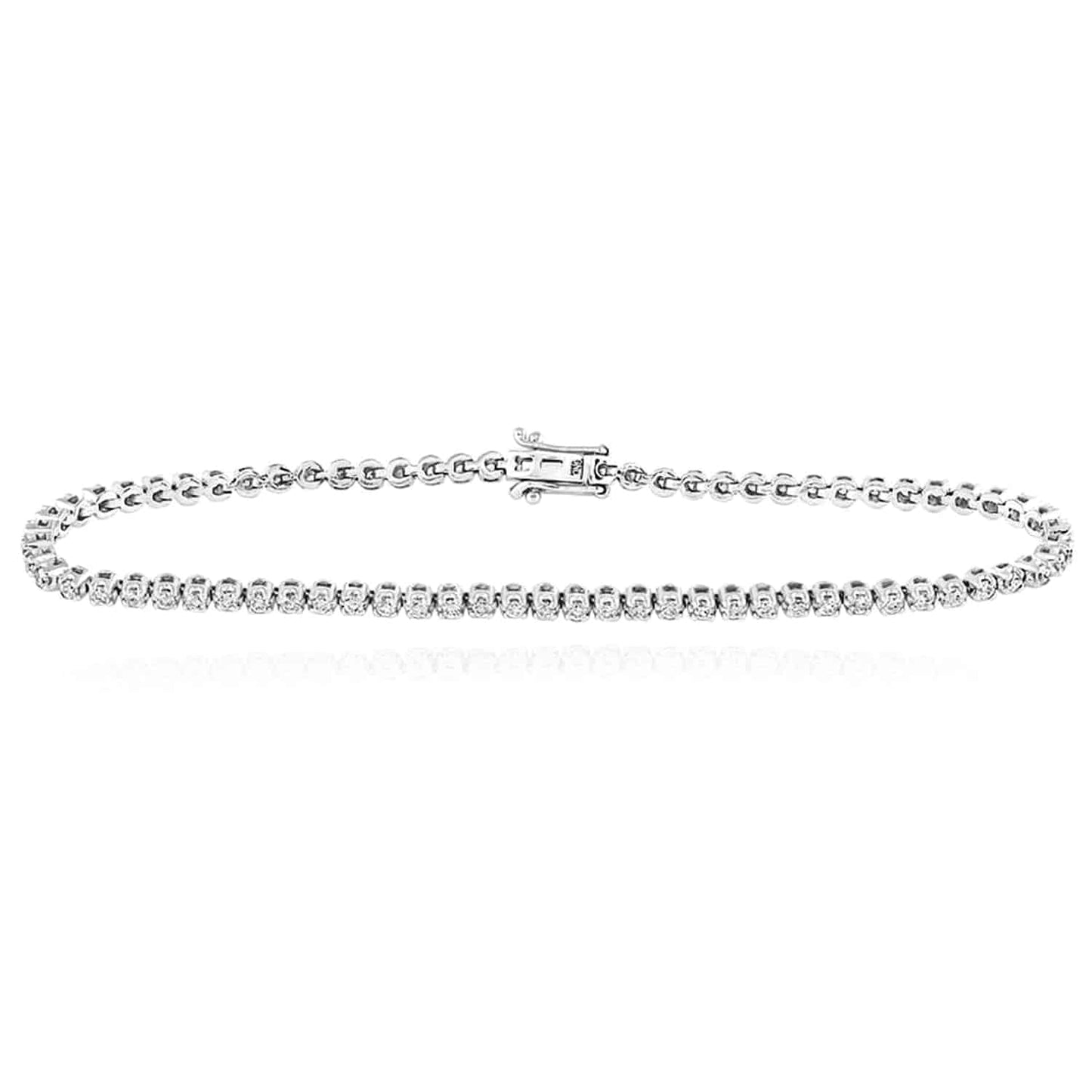 1.22CTW Real Diamond 10K Gold Yellow White Rose 2mm Tennis Bracelet 7.5"