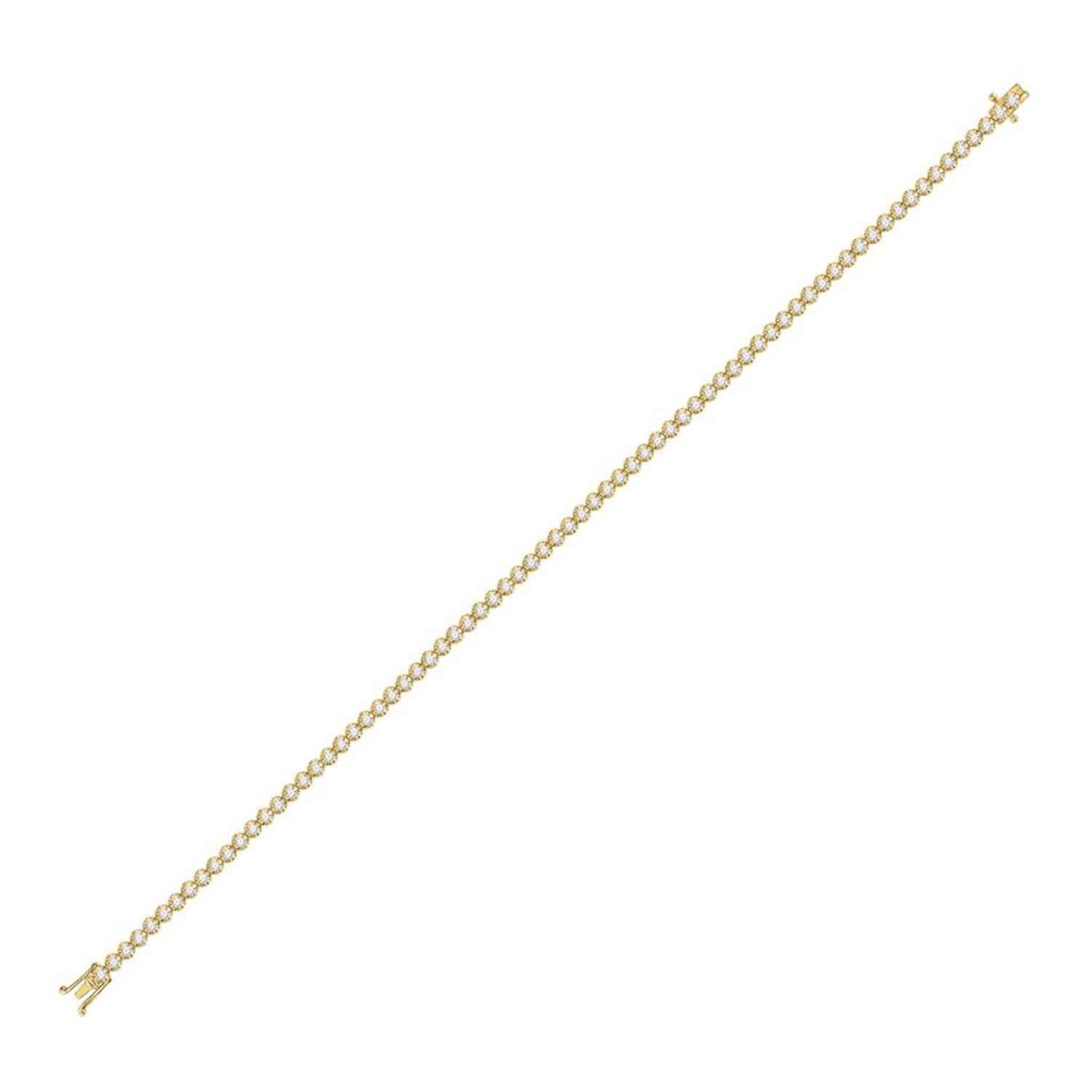 1.22CTW Real Diamond 10K Gold Yellow White Rose 2mm Tennis Bracelet 7.5"