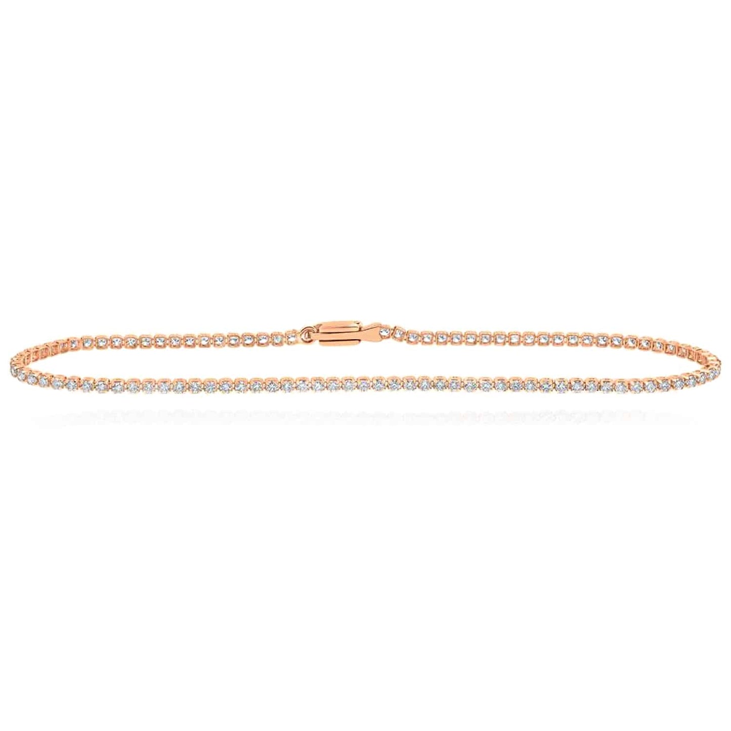 1.20CTW Real Diamond 10K Gold Yellow White Rose 2.5mm Tennis Bracelet 7"