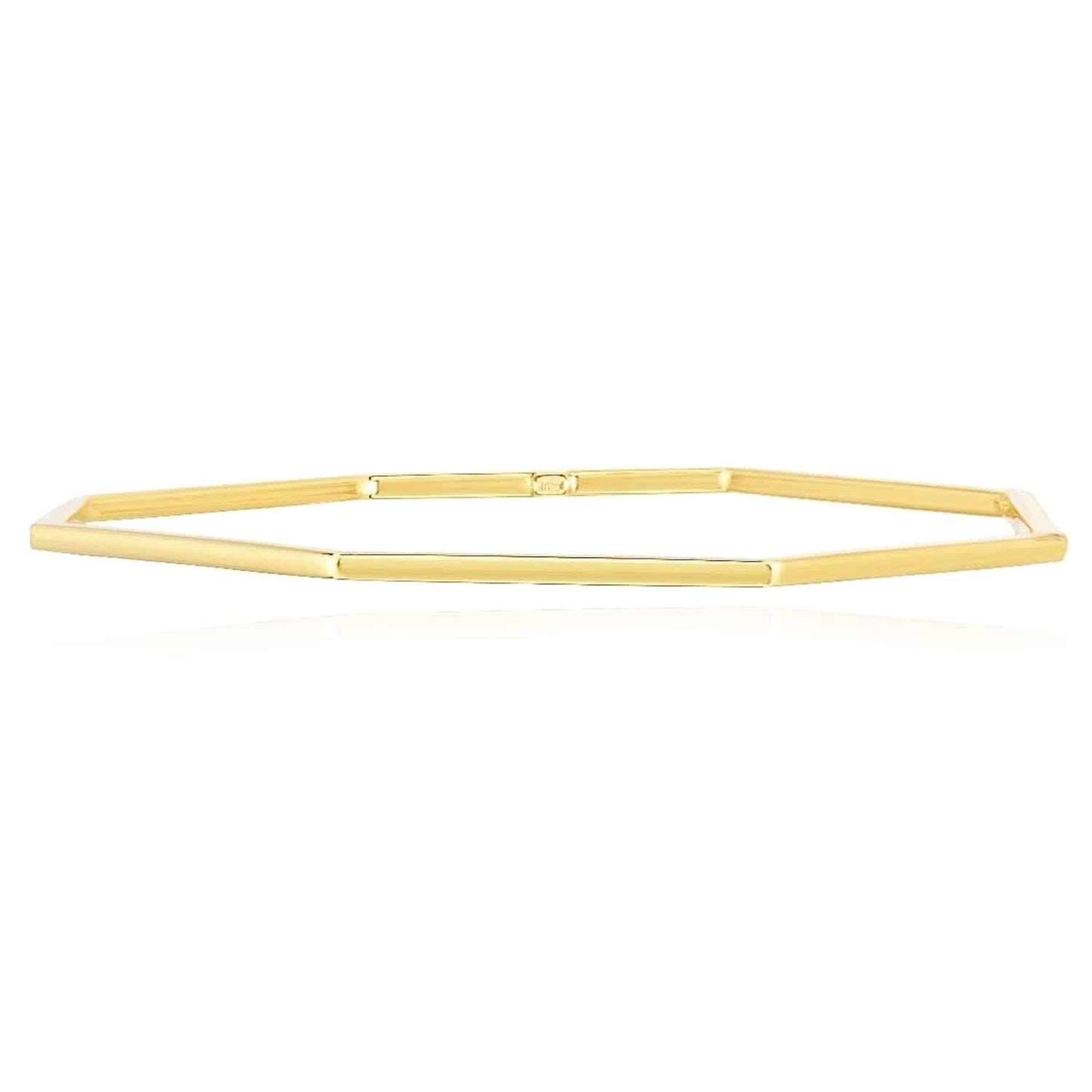 14K Gold Yellow White Rose 2mm Octagon Honeycomb Claspless Bangle Bracelet 7.5"