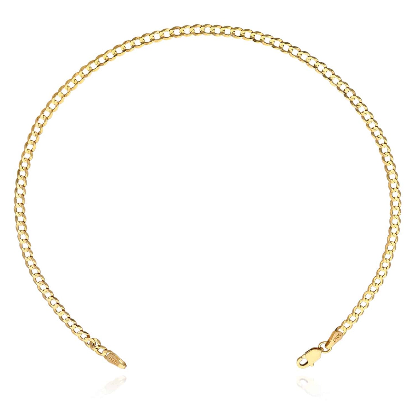 Solid 10K Gold Yellow 3mm Cuban Anklet Bracelet 10"