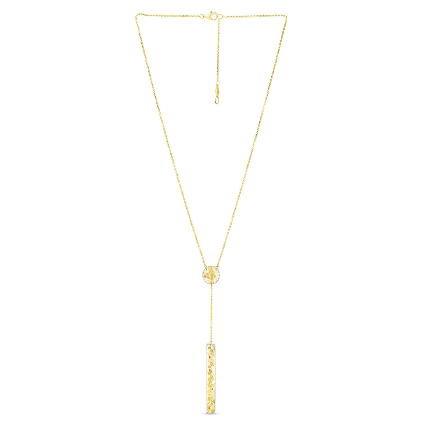 14K Gold Confetti Lariat Pendant Necklace 16"-18" Adjustable