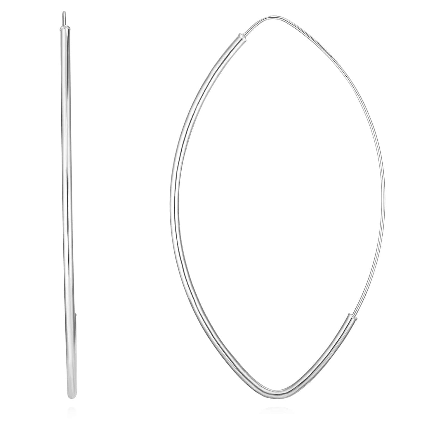 14K Gold Yellow White Rose Marquise Endless Hoop Earrings 35mm-59mm