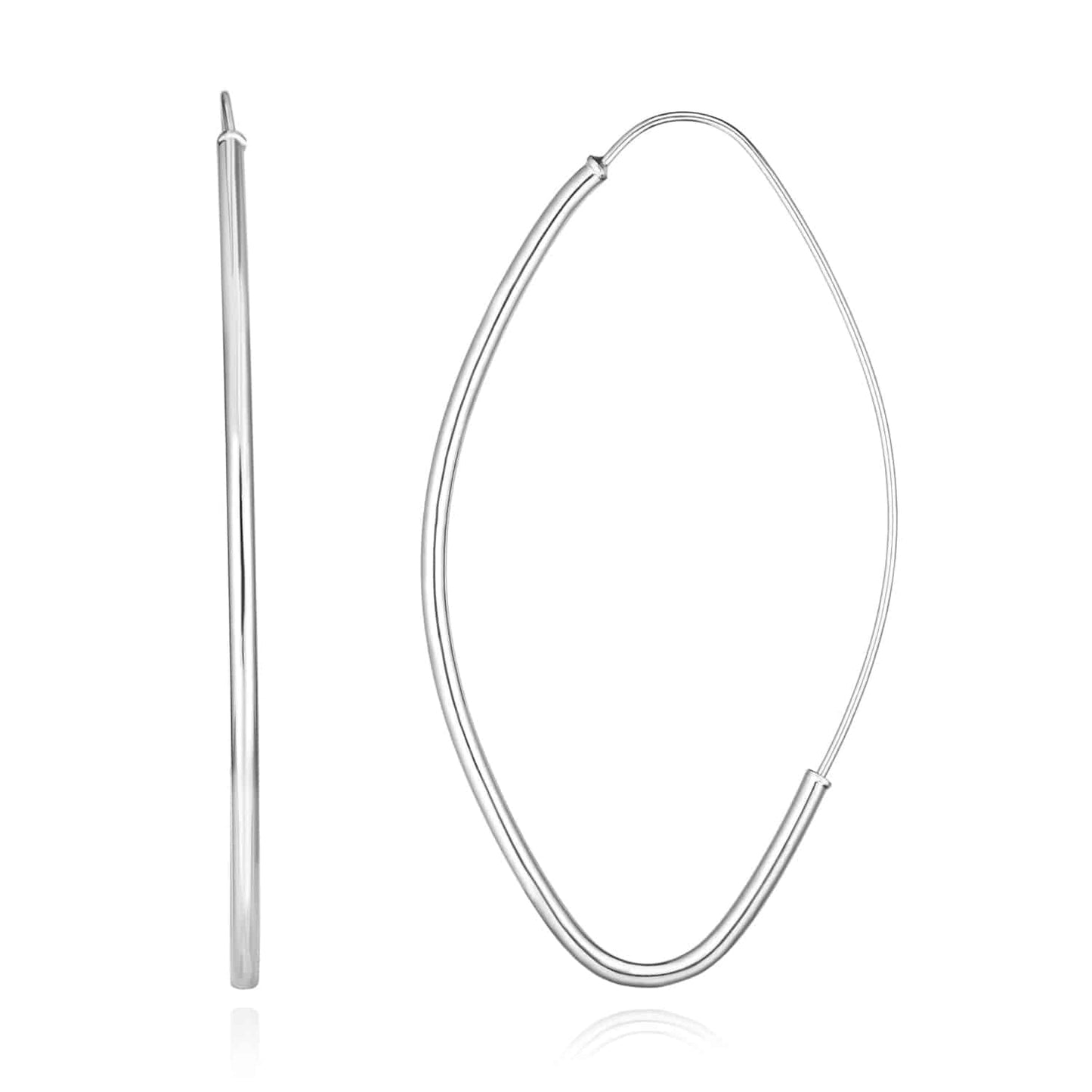 14K Gold Yellow White Rose Marquise Endless Hoop Earrings 35mm-59mm