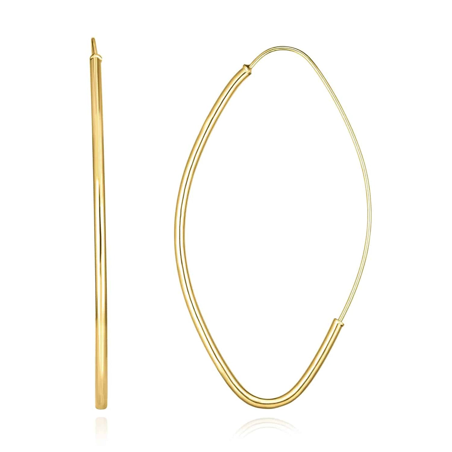 14K Gold Yellow White Rose Marquise Endless Hoop Earrings 35mm-59mm