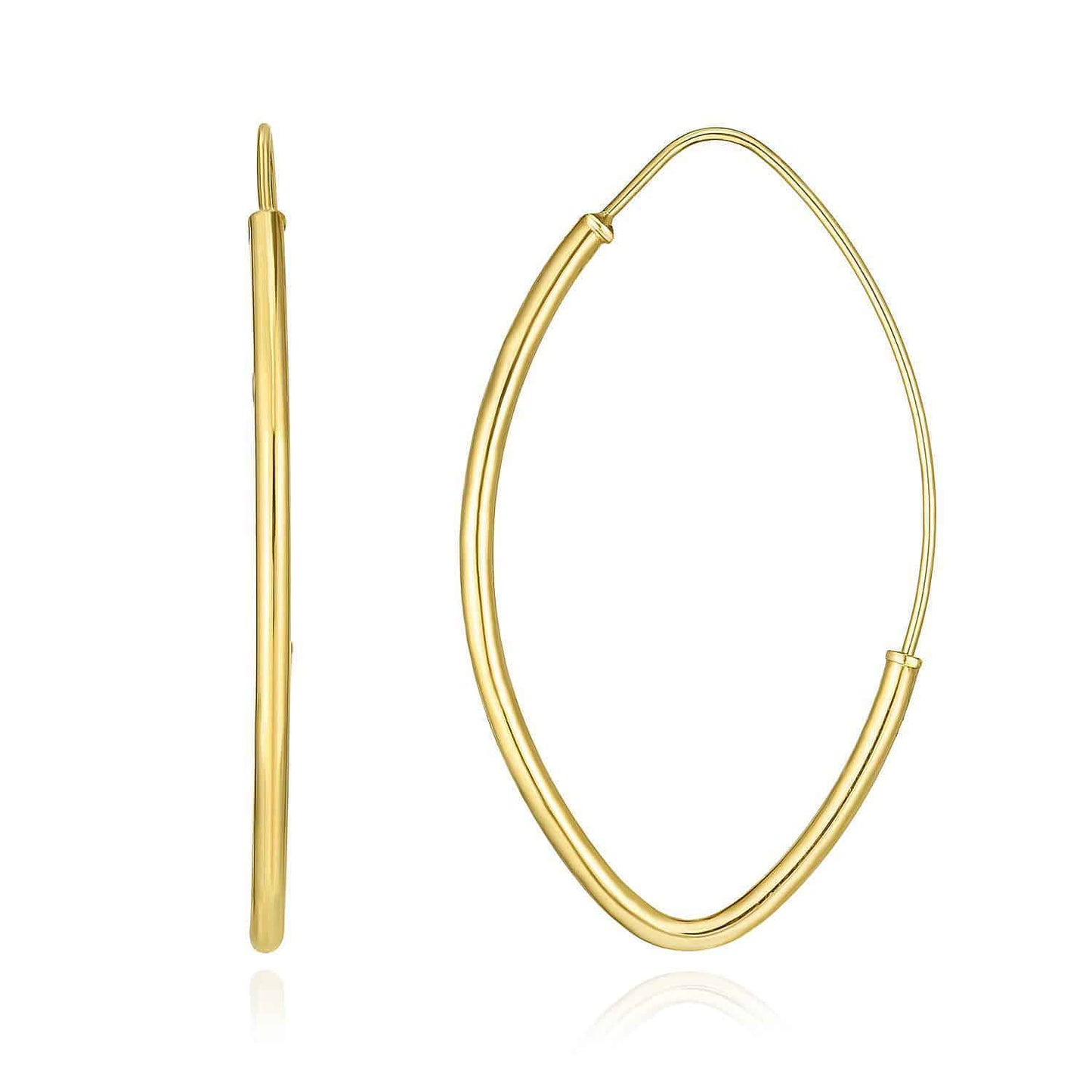 14K Gold Yellow White Rose Marquise Endless Hoop Earrings 35mm-59mm