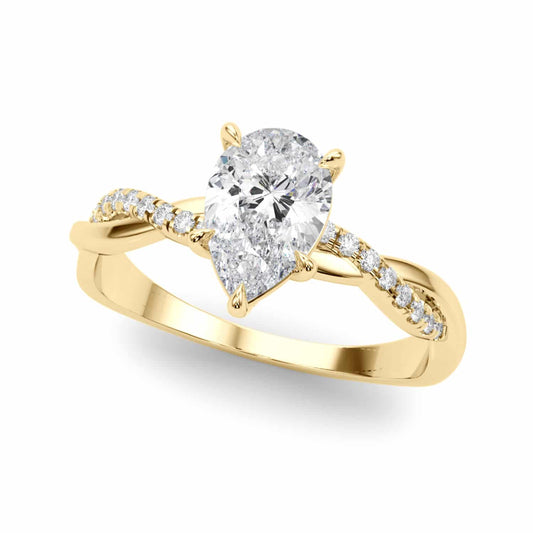 2.1CTW Lab-Grown Diamond 14K Yellow Gold Pear Twisted Shank Engagement Ring