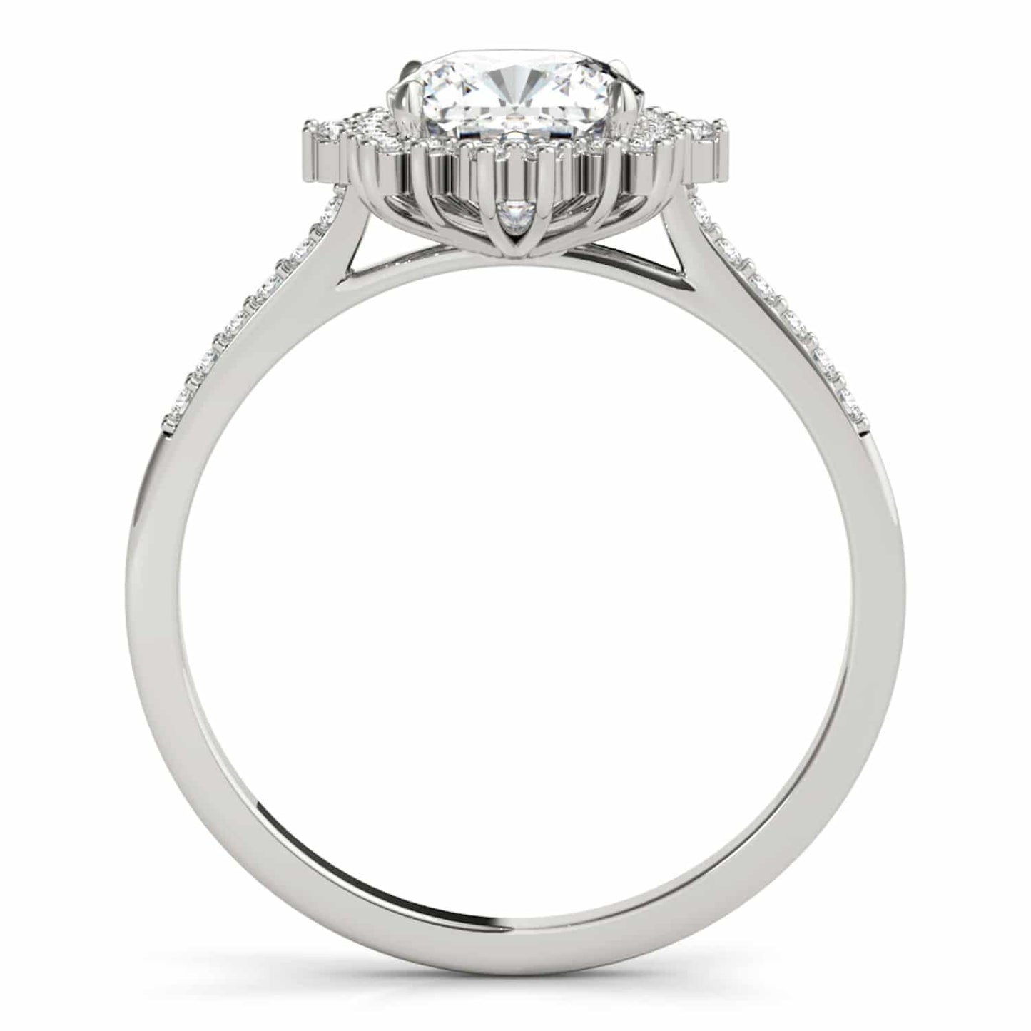 2.25CTW Lab-Grown Diamond 14K White Gold Cushion Flower Halo Engagement Ring