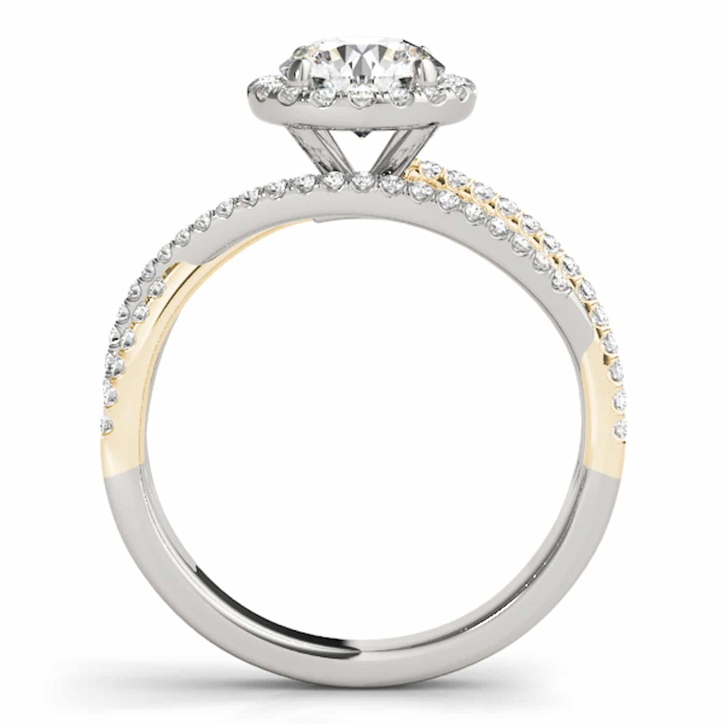2.5CTW Lab-Grown Diamond 14K Gold Round Halo Twisted Split Shank Engagement Ring