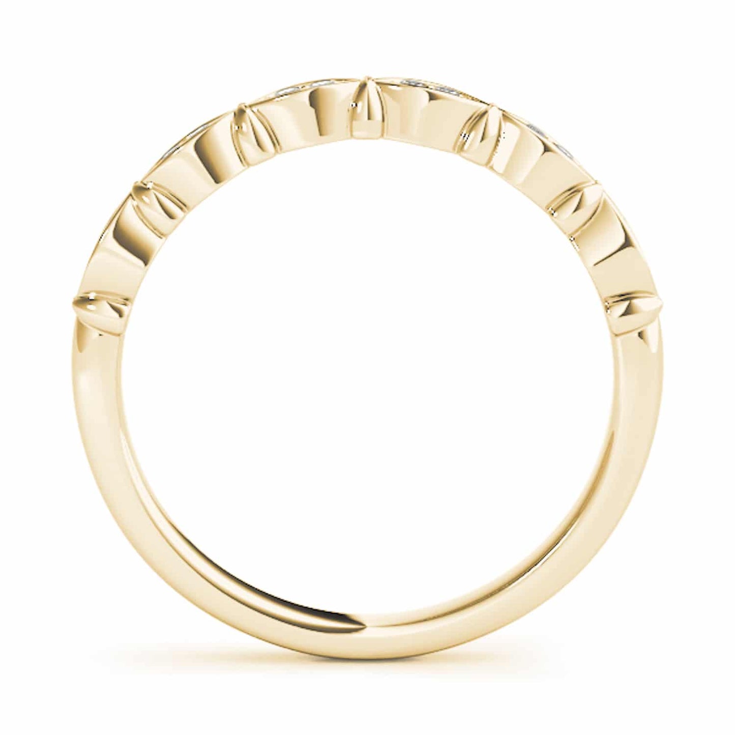 0.10CTW Real Diamond 14K Gold Yellow Marquise Stackable Engagement Ring Band