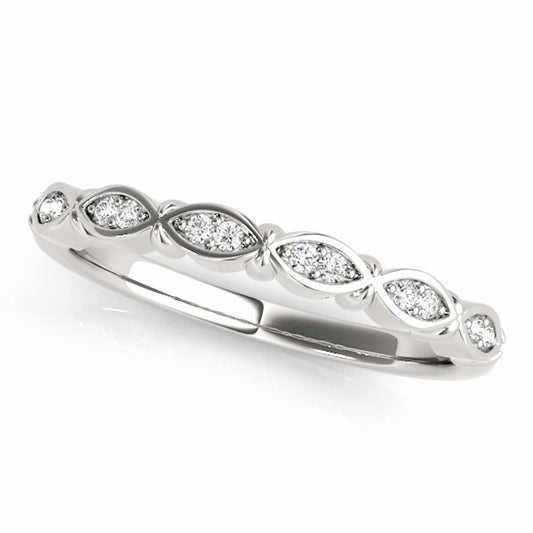 0.10CTW Natural Diamond 14K Gold White Marquise Stackable Engagement Ring Band