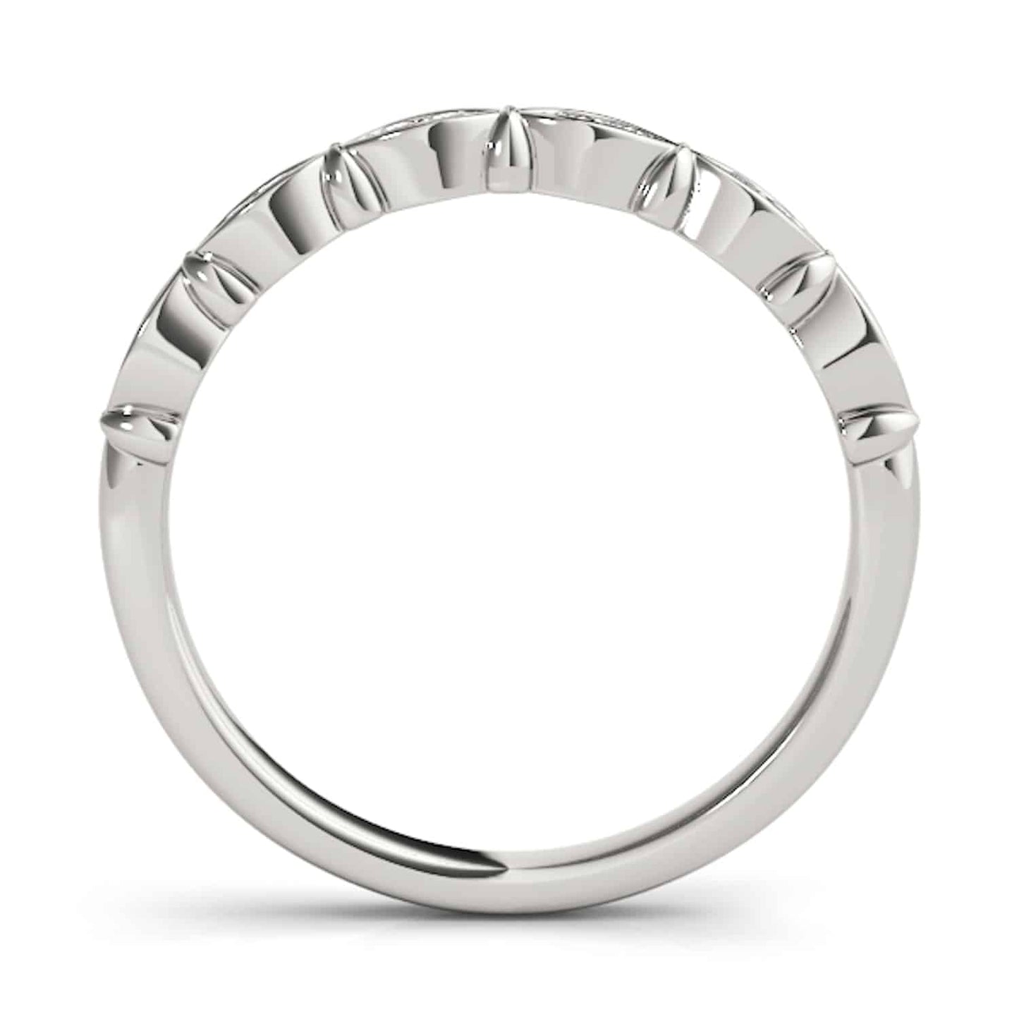 0.10CTW Real Diamond 14K Gold White Marquise Stackable Engagement Ring Band