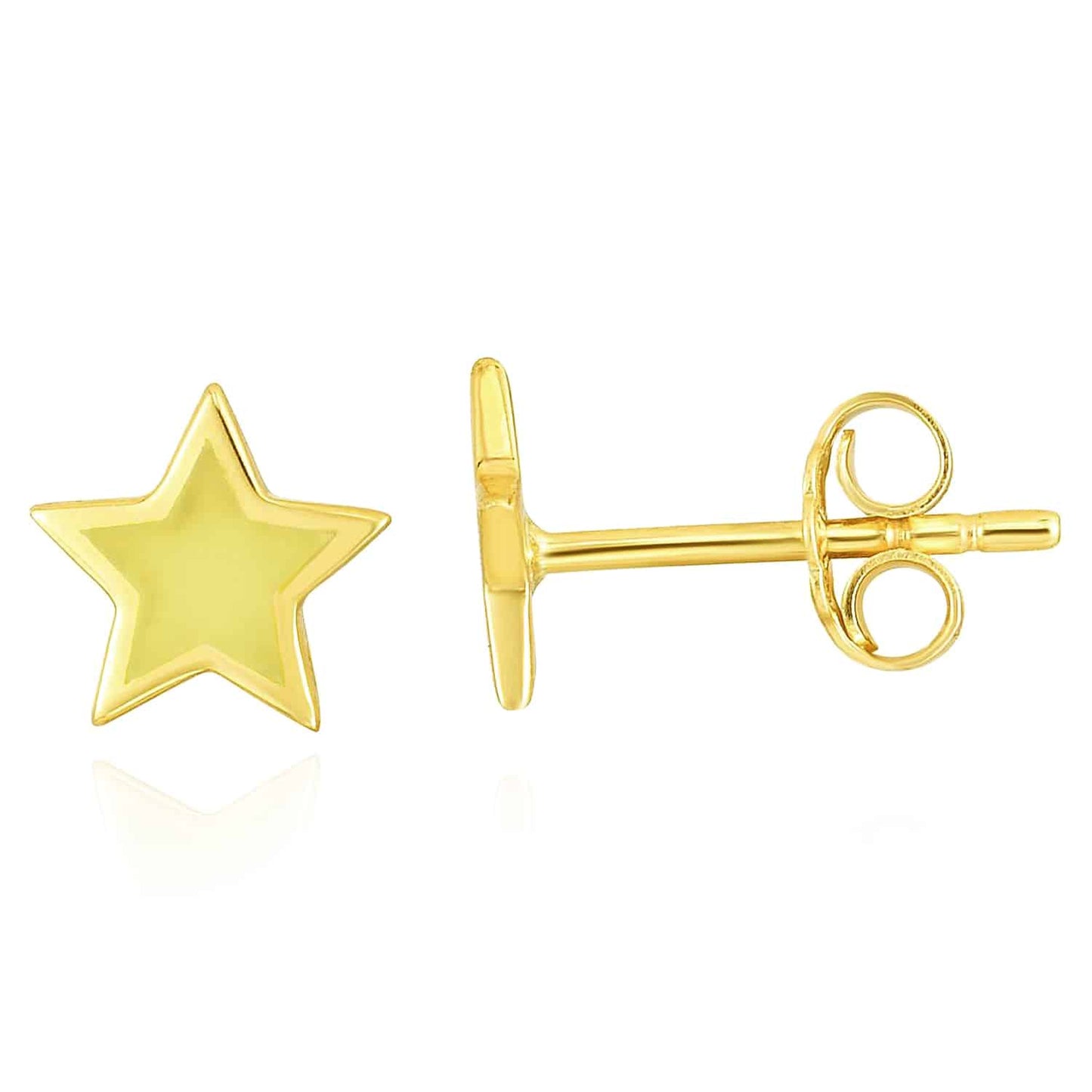 14K Gold Blue Yellow Star Stud Earrings 6.2mm