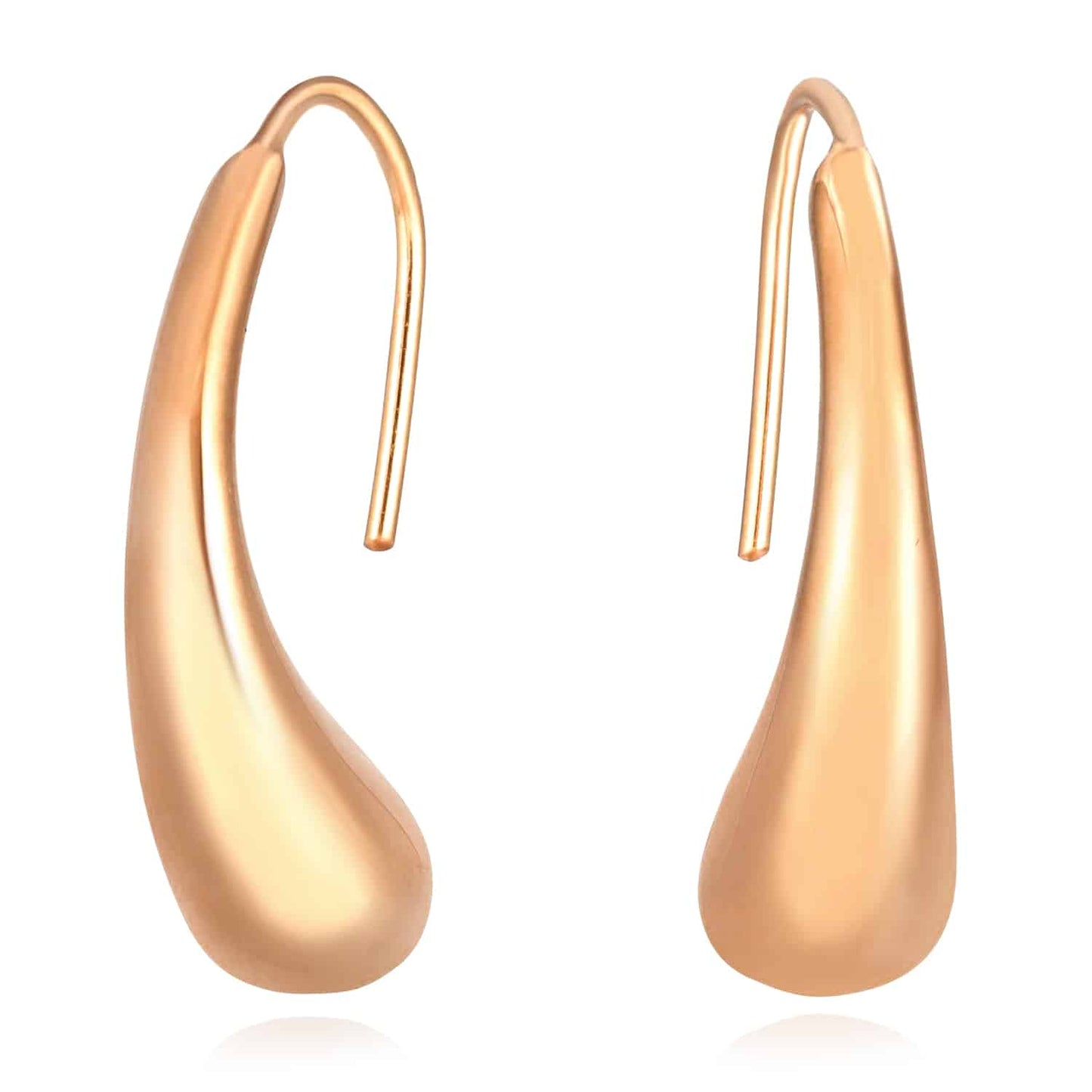 14K Gold Yellow White Rose Graduated Puffed Modern Drop Hook Wire Earrings 22mm