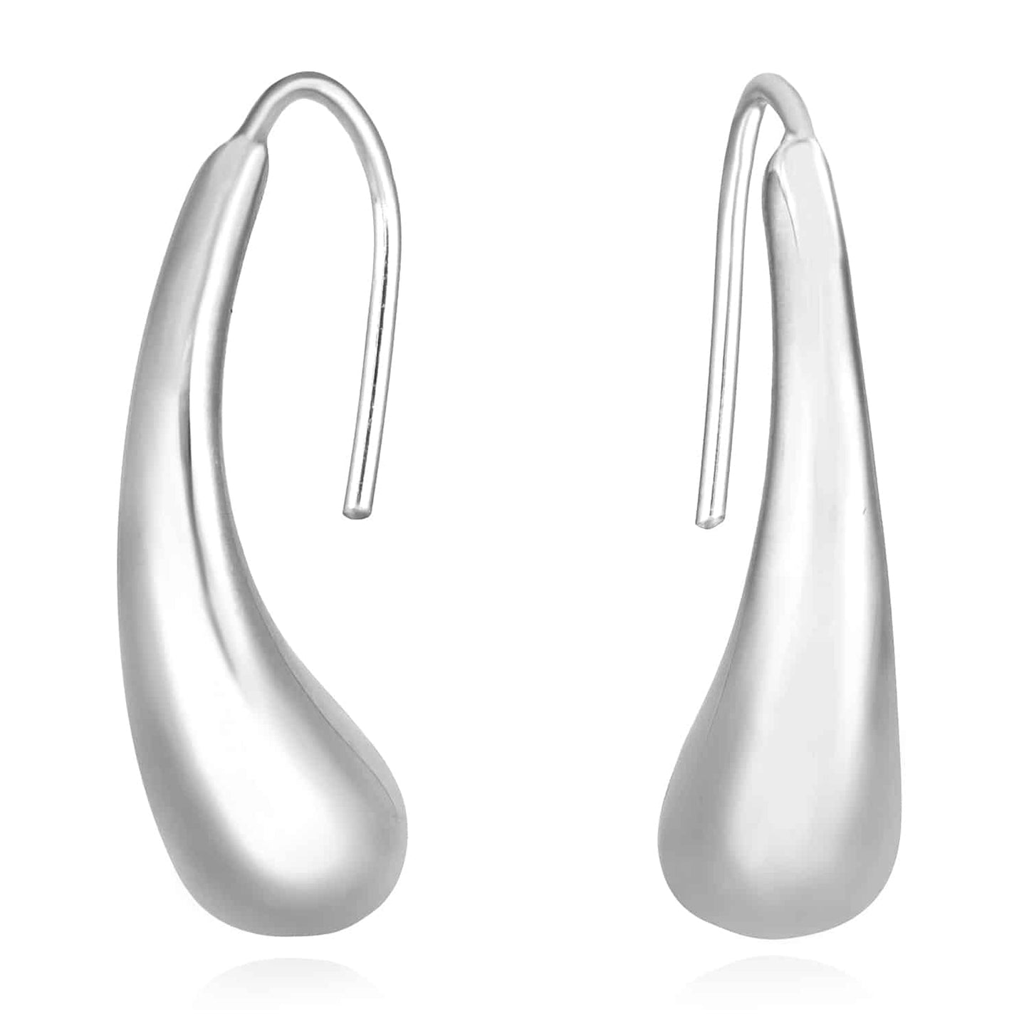 14K Gold Yellow White Rose Graduated Puffed Modern Drop Hook Wire Earrings 22mm
