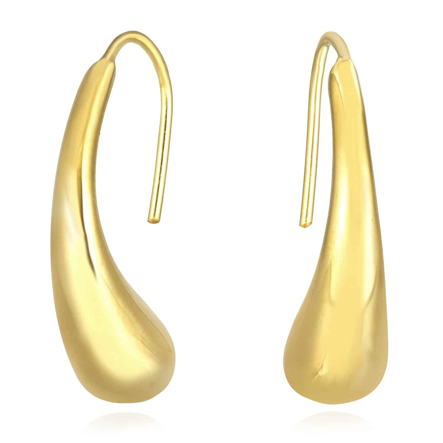 14K Gold Yellow White Rose Graduated Puffed Modern Drop Hook Wire Earrings 22mm