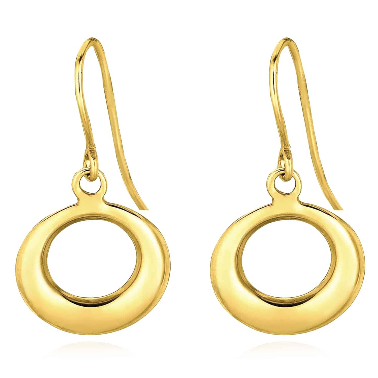 14K Gold Bold Open Circle Drop Earrings 25mm