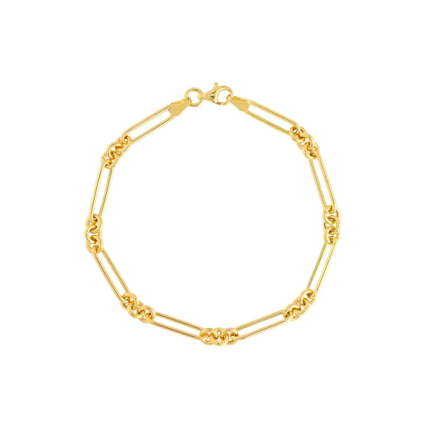 14K Yellow Gold 5mm Rounded Paperclip Bracelet 7.5"