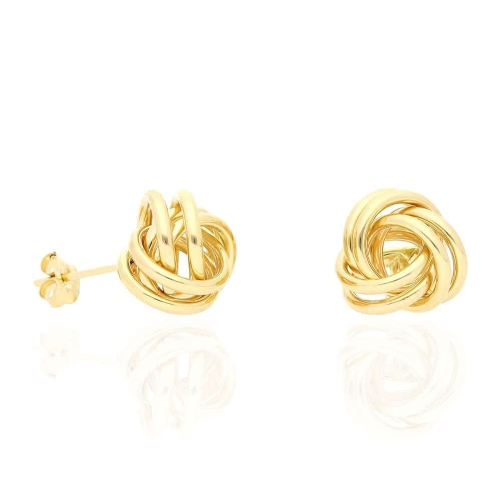 14k Yellow Gold White Gold 10mm Love Knot Push Back Stud Earrings