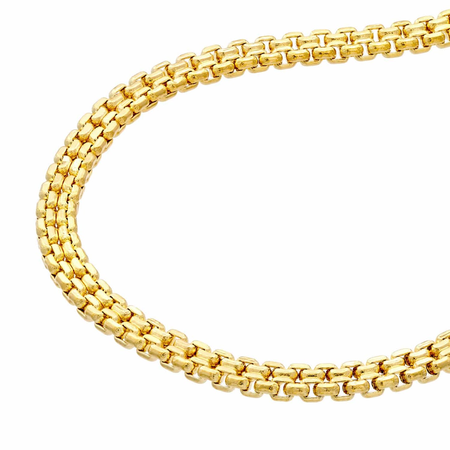 14K Yellow Gold 2.5mm Diamond-Cut Box Bismark Bracelet 7.5"