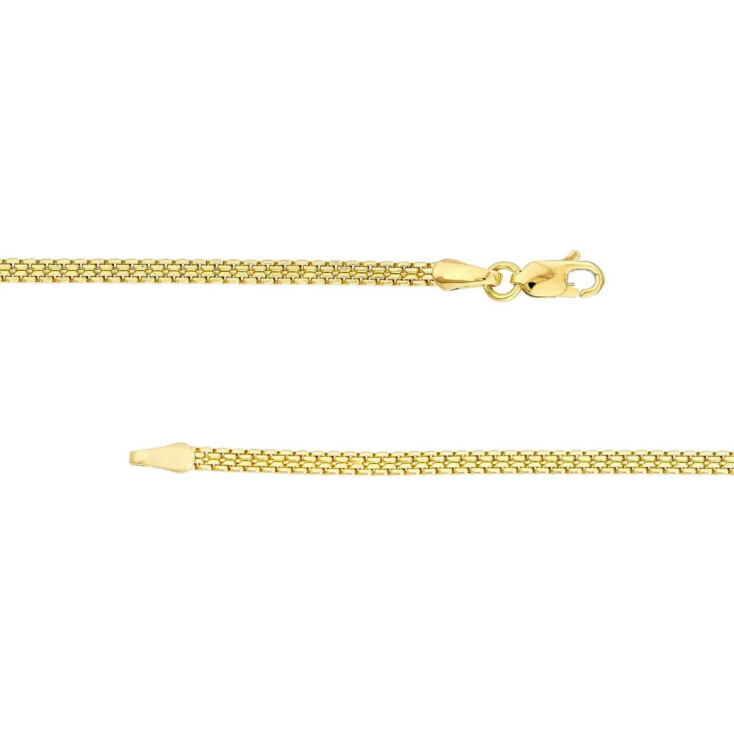 14K Yellow Gold 2.5mm Diamond-Cut Box Bismark Bracelet 7.5"