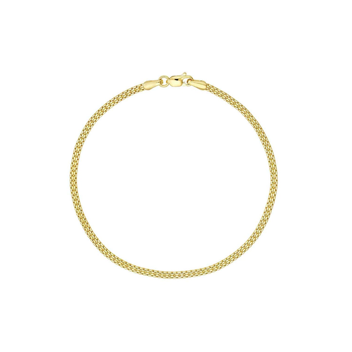14K Gold Yellow 2.5mm Diamond-Cut Box Bismark Bracelet 7.5"