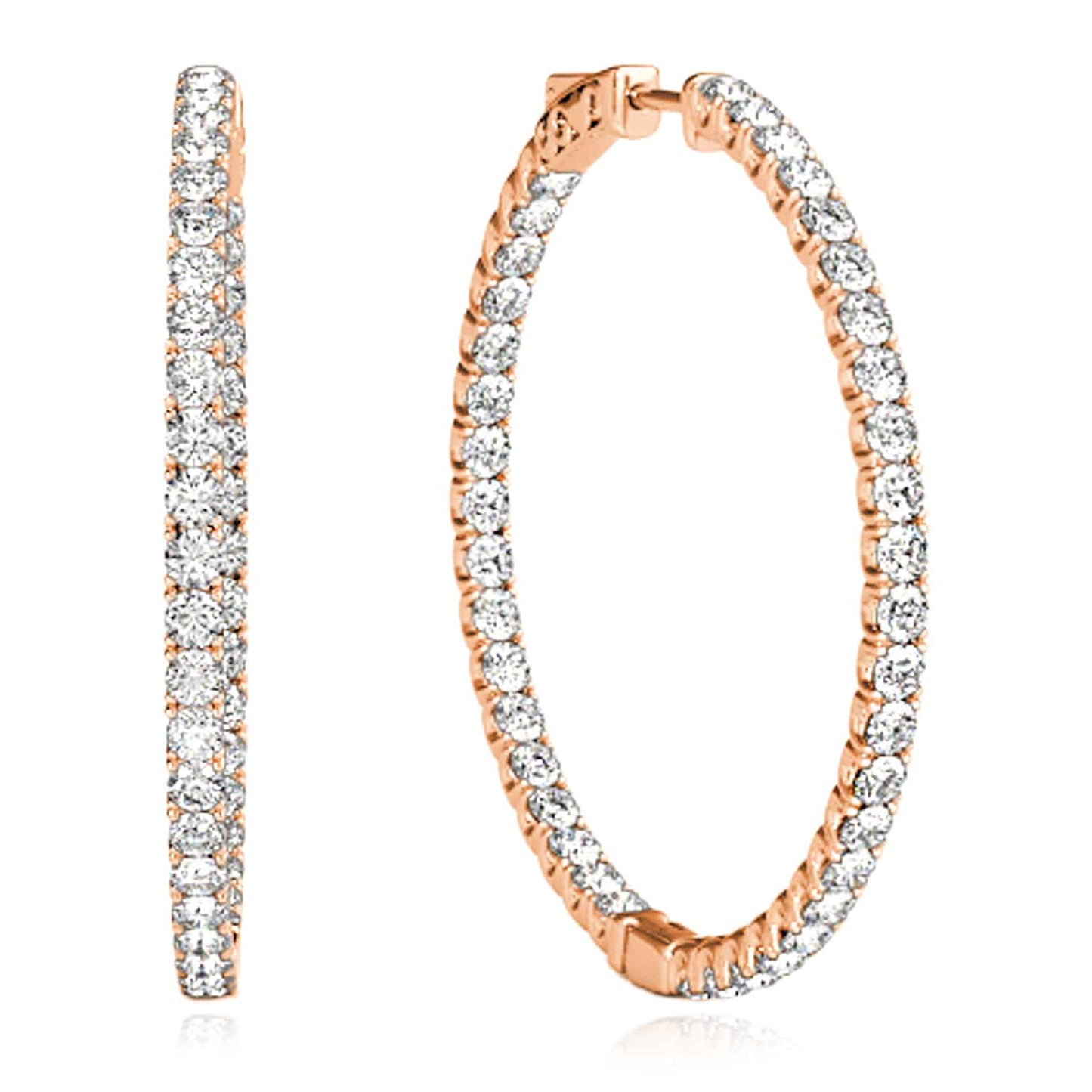 1CTW Lab-Grown Diamond 14K Gold Inside Outside Huggie Hoop Earrings 20mm