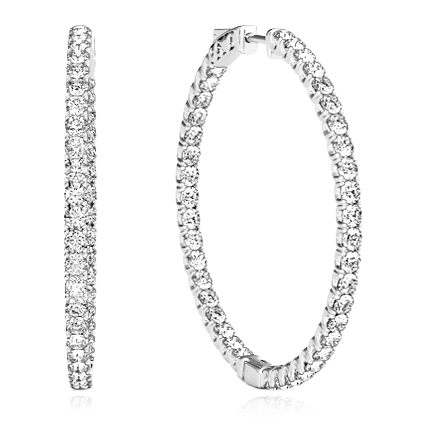 1CTW Lab-Grown Diamond 14K Gold Inside Outside Huggie Hoop Earrings 20mm