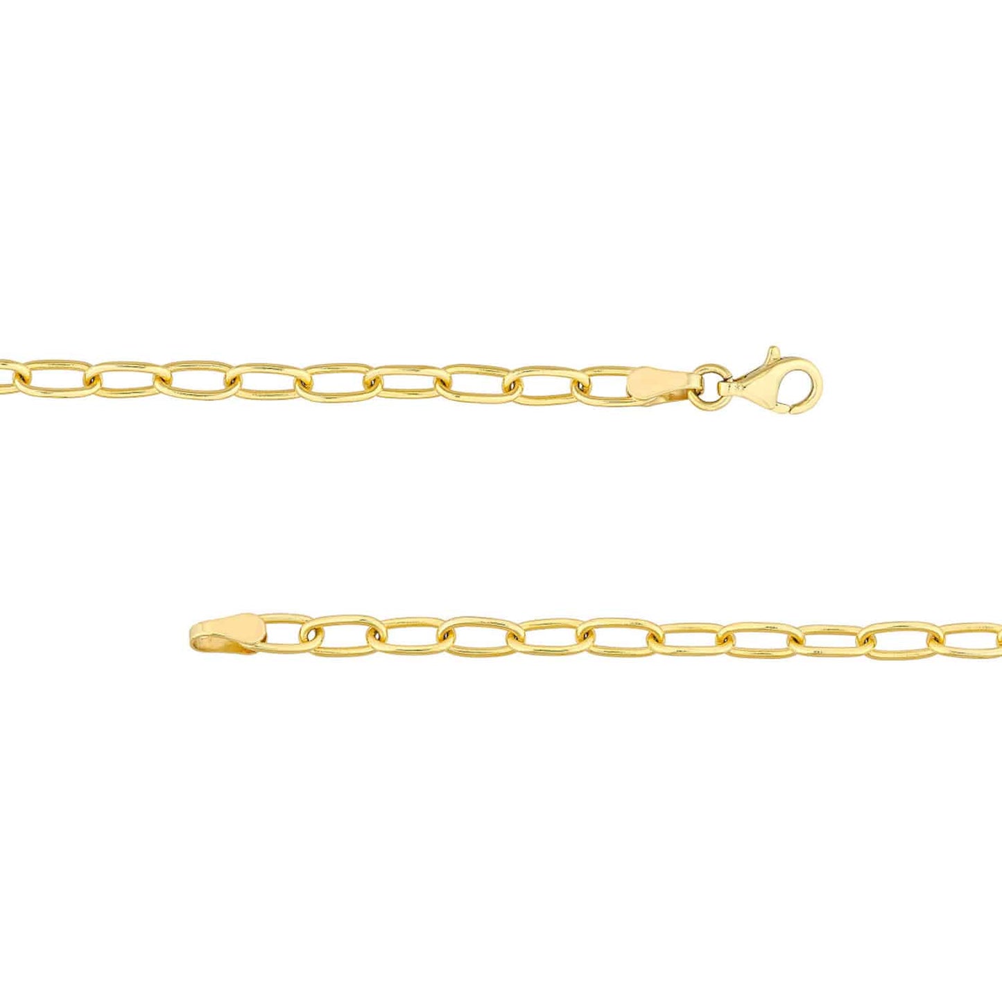 0.21CTW Real Diamond 14K Gold Yellow Charm Oval Link Charm Bracelet 7.5"
