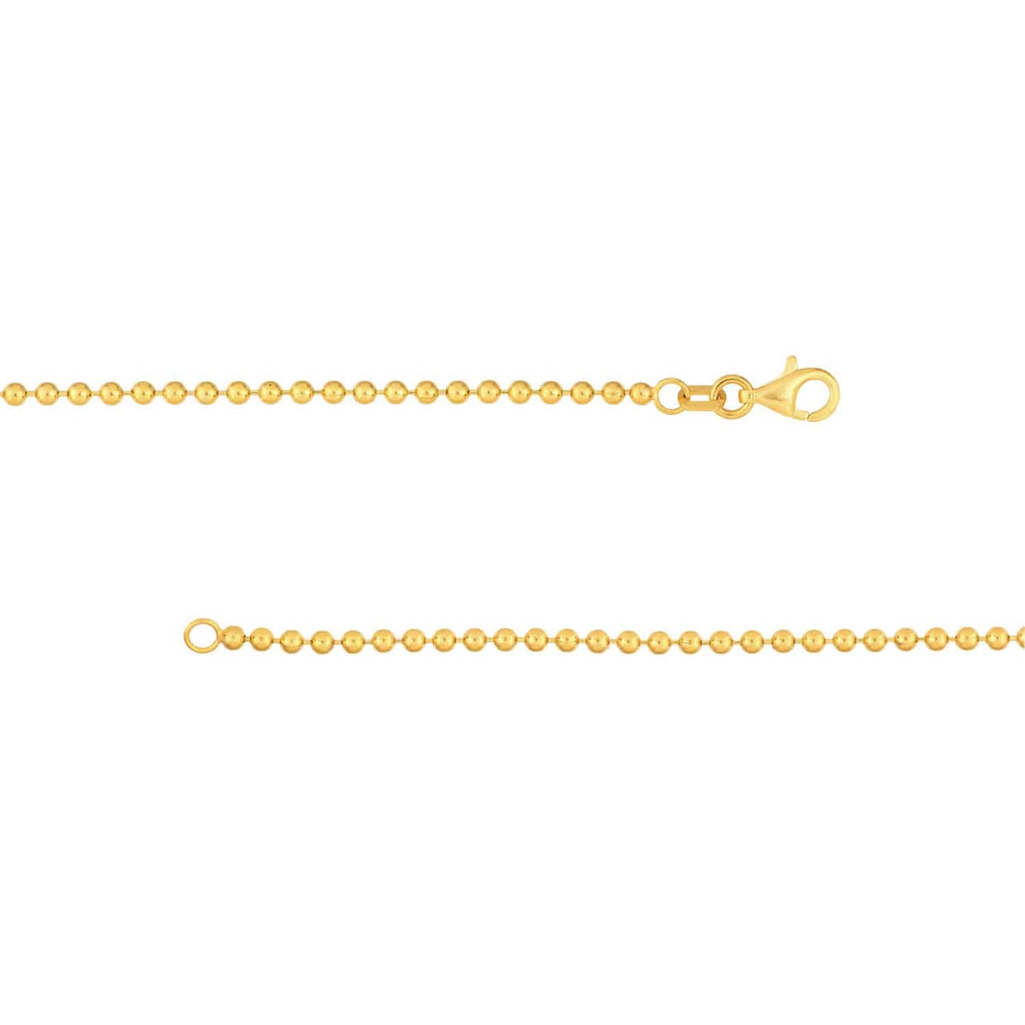 Engravable 14K Gold Yellow Personalized Ball Beaded Dangle Heart Bracelet 7.5"