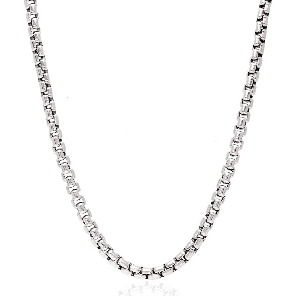 14K Real Gold White 5mm Solid Round Box Chain Necklace 22" 24" 26" 28"