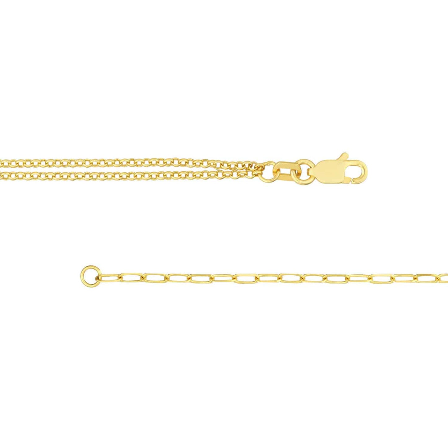 14K Gold Yellow Paperclip Double Rolo Heart Bracelet 7.5"