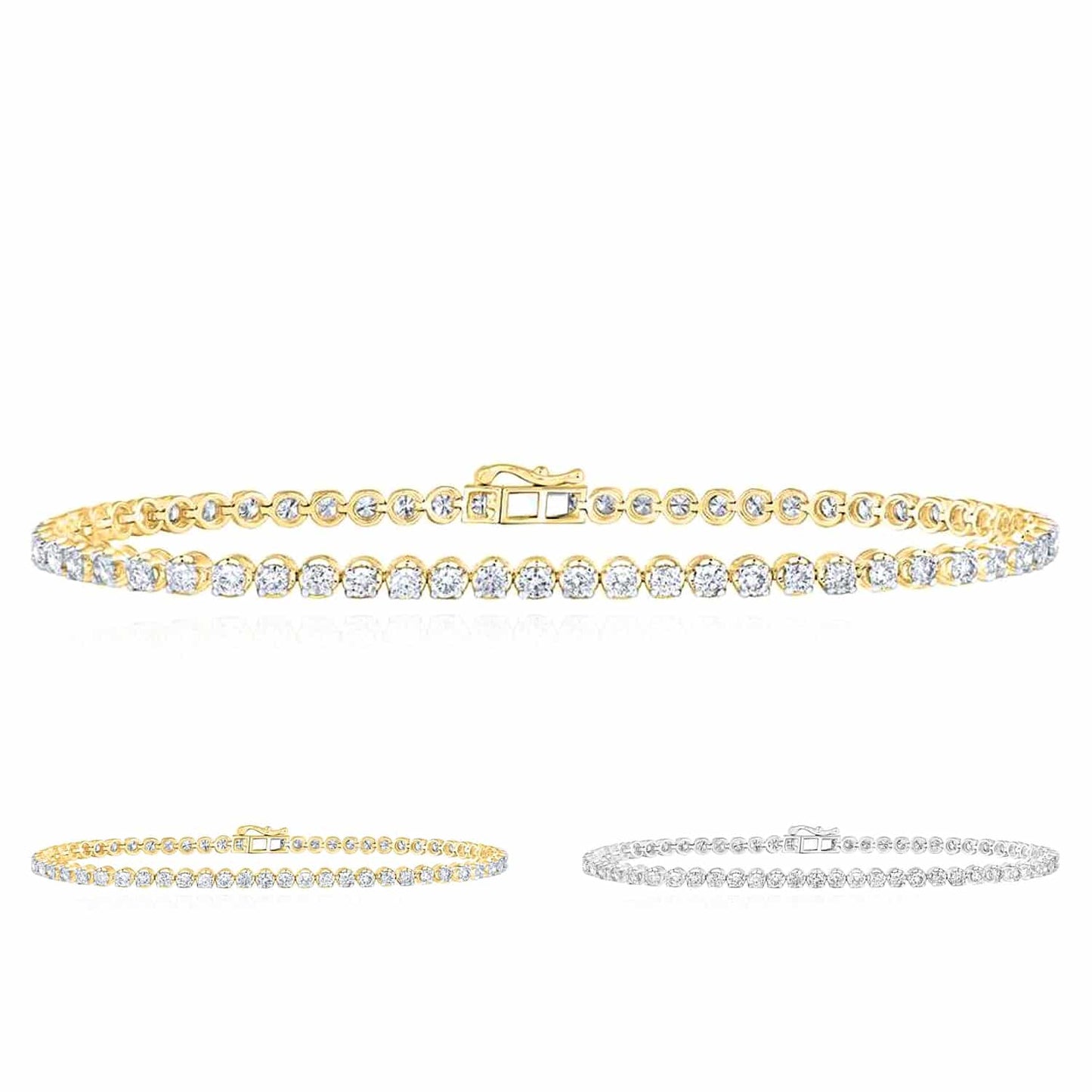 4.20CTW Real Diamond 10K Gold Yellow White 2.6mm Tennis Bracelet 8.5"