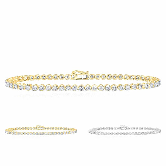 4.20CTW Natural Diamond 10K Gold Yellow White 2.6mm Tennis Bracelet 8.5"