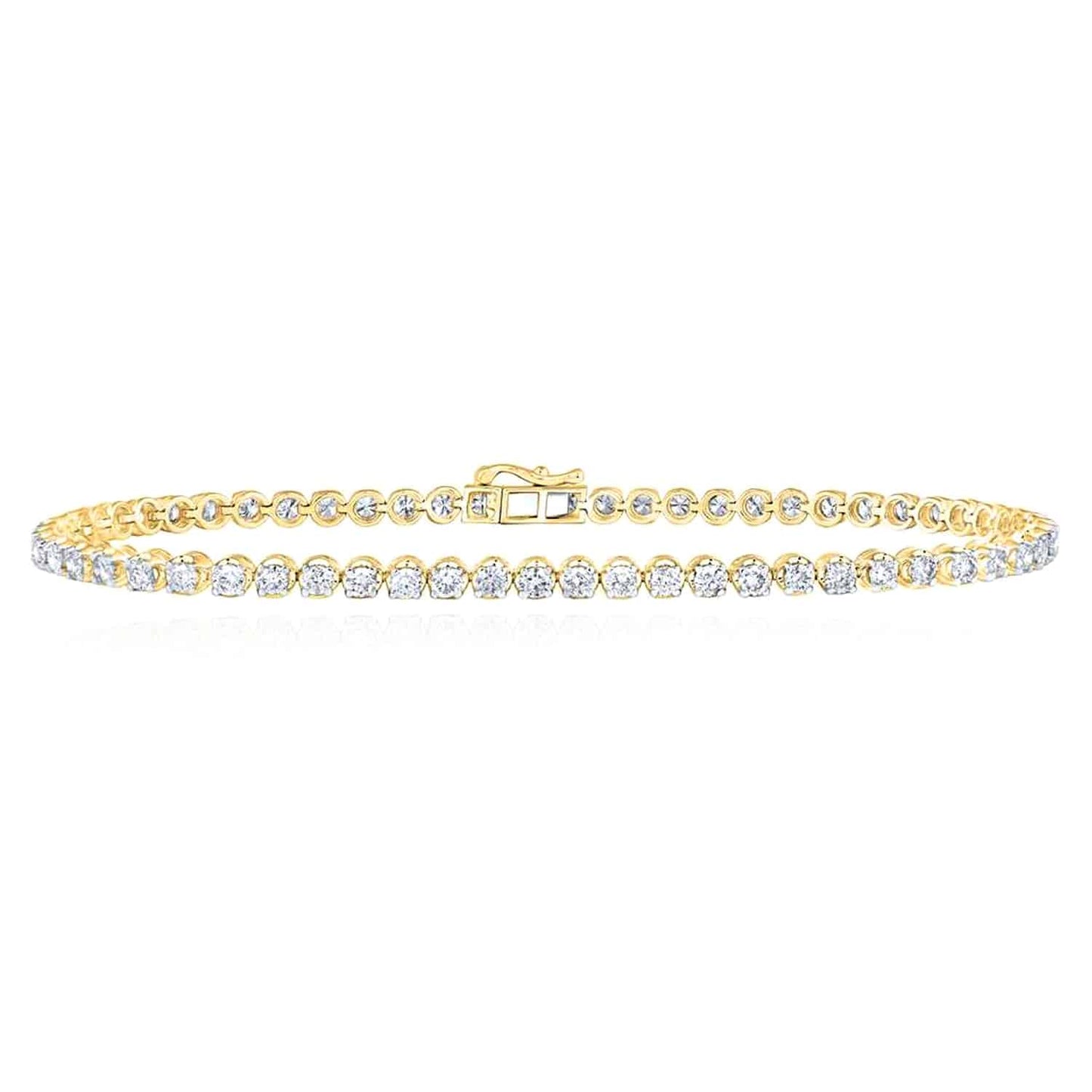 4.20CTW Real Diamond 10K Gold Yellow White 2.6mm Tennis Bracelet 8.5"