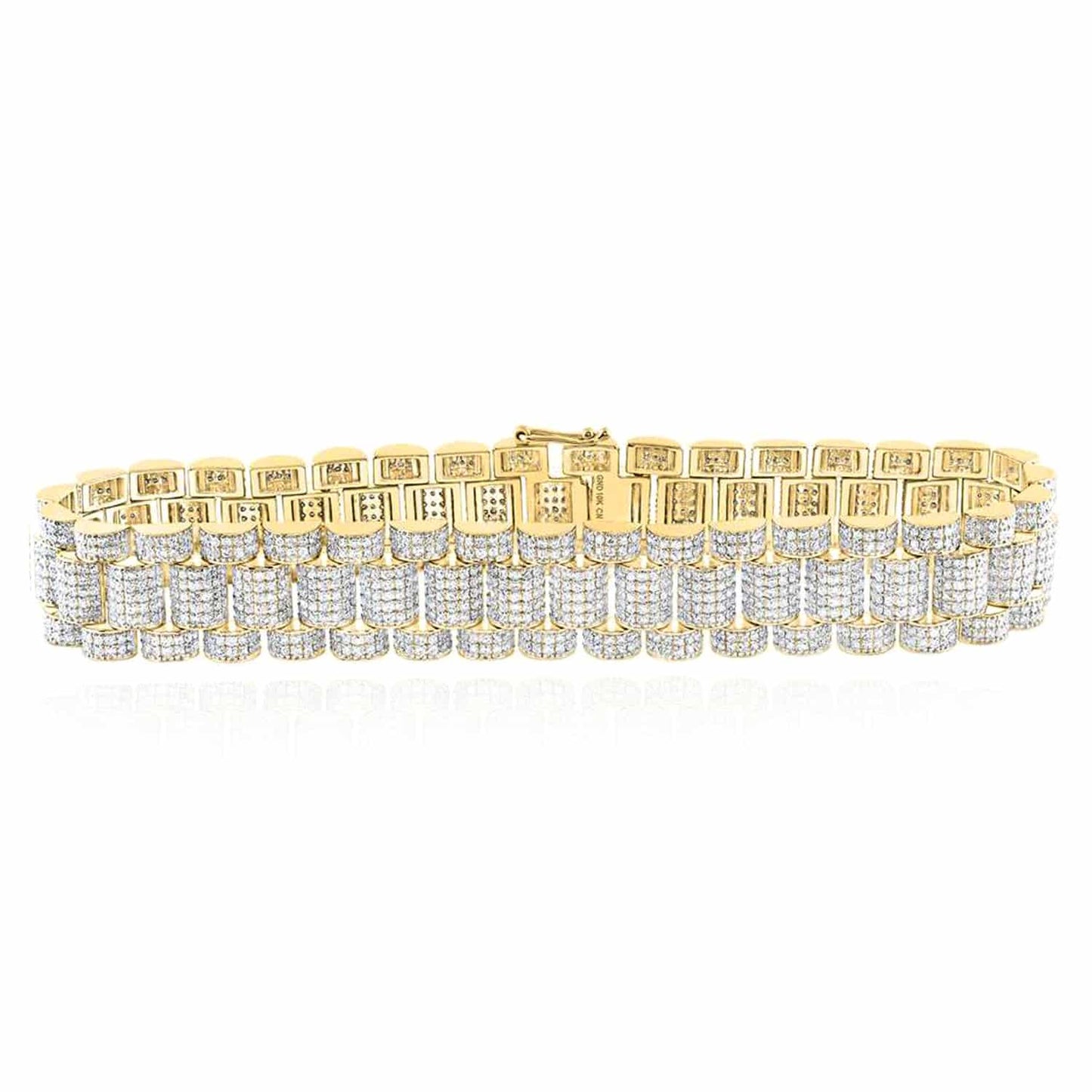 8.85CTW Real Diamond 10K Gold Yellow 2-Tone Pave 13.5mm Jubilee Bracelet 8.5"