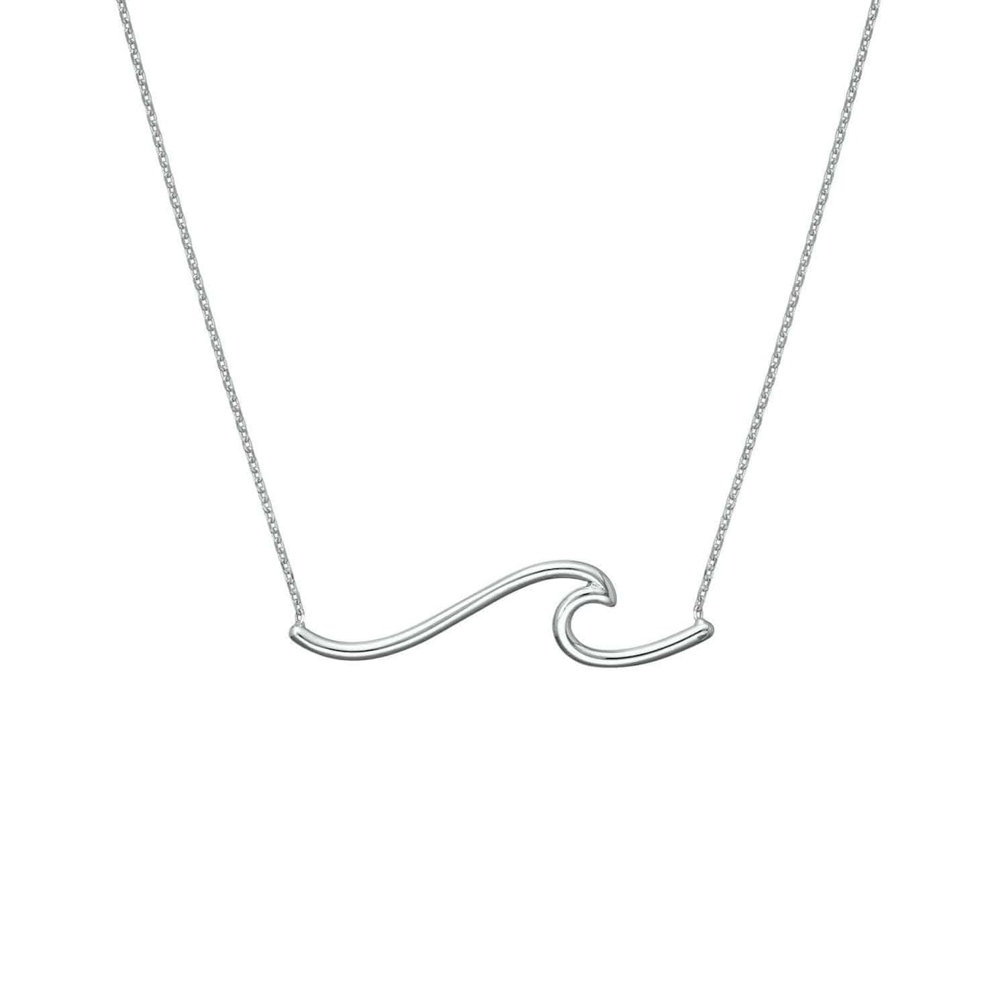 14K Yellow Gold White Wave Symbol Necklace 16"-18" Adjustable