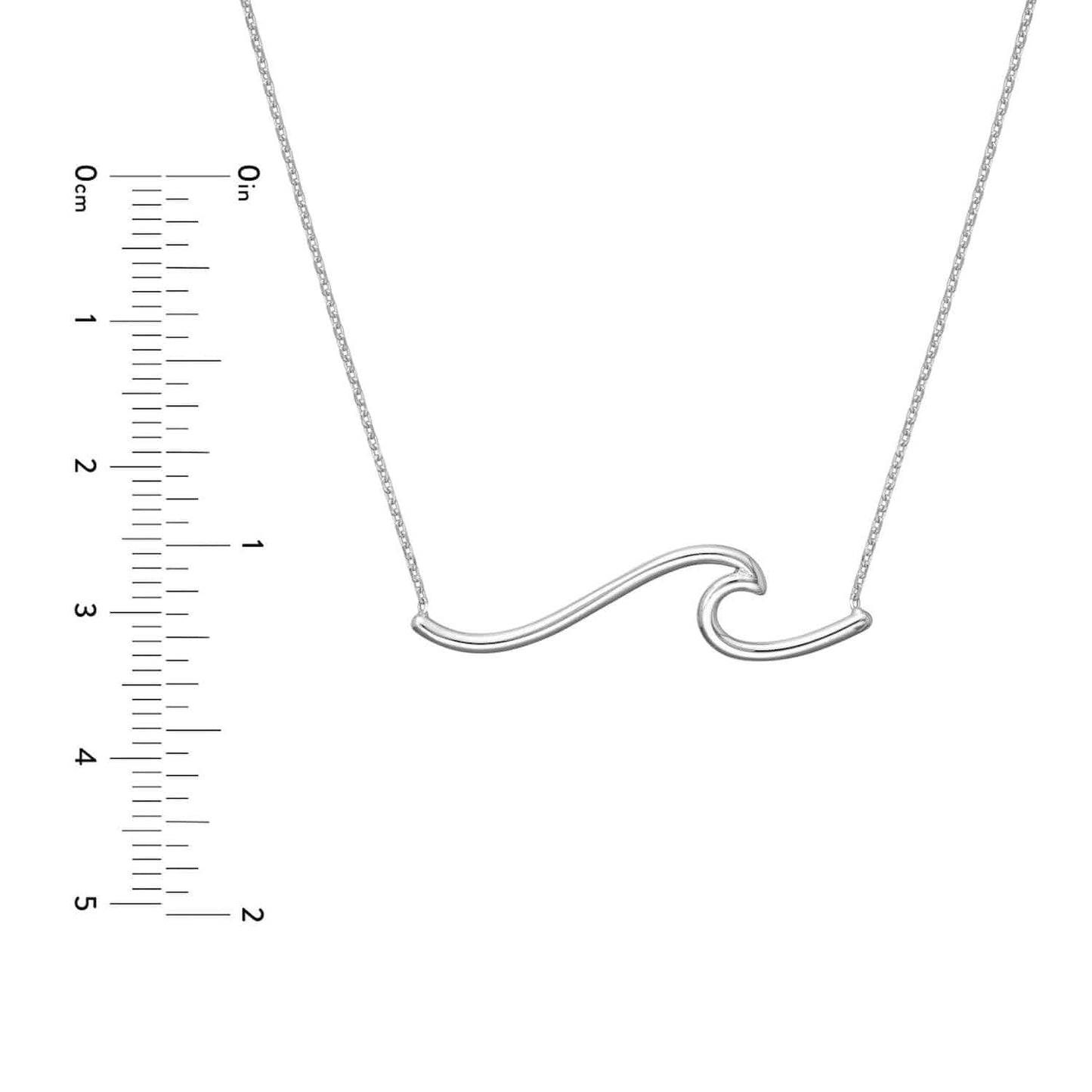 14K Yellow Gold White Wave Symbol Necklace 16"-18" Adjustable