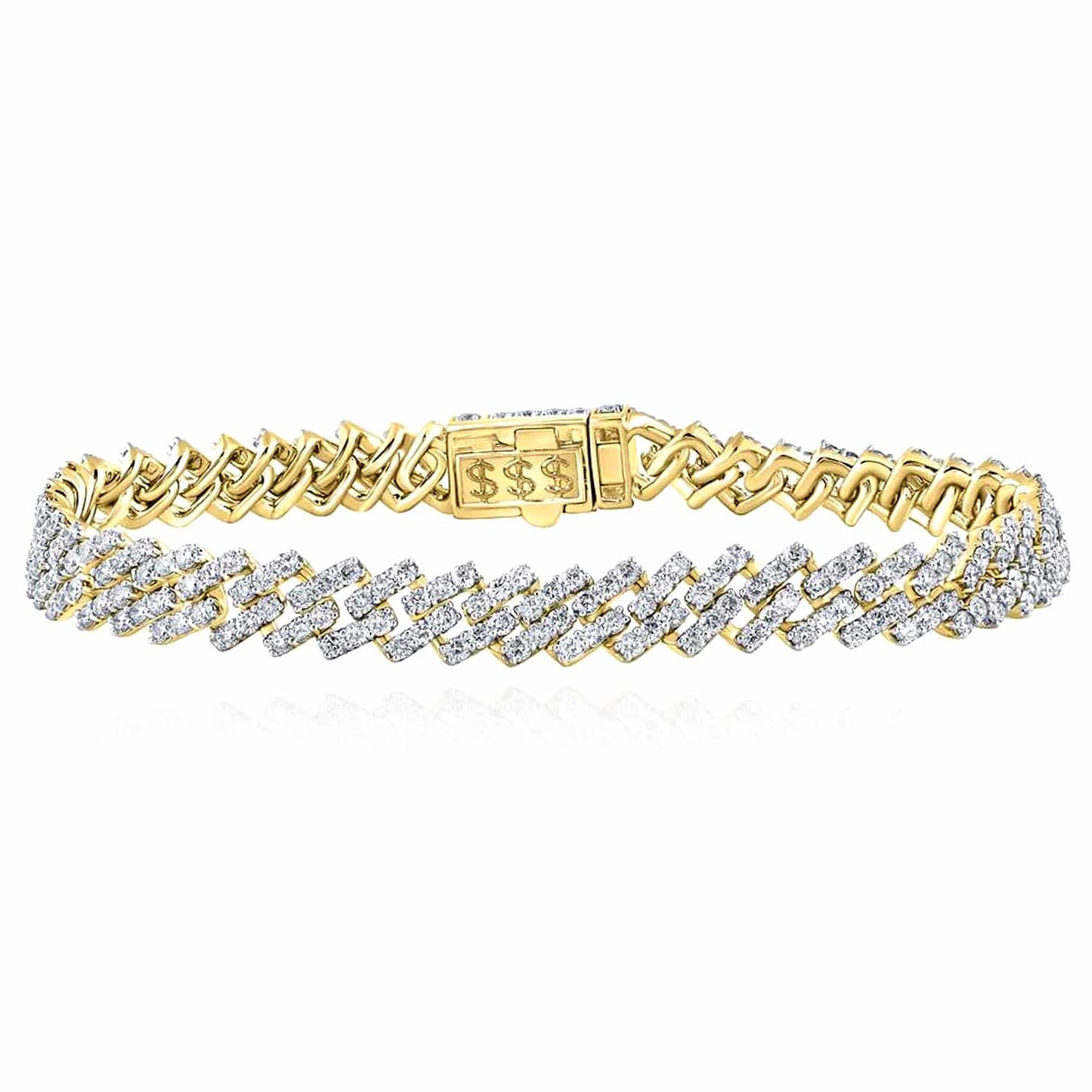 7.60CTW Natural Diamond 10K White Rose Gold Pave 8.5mm Miami Cuban Bracelet (Solid Links) 8.5" - WJD Exclusives