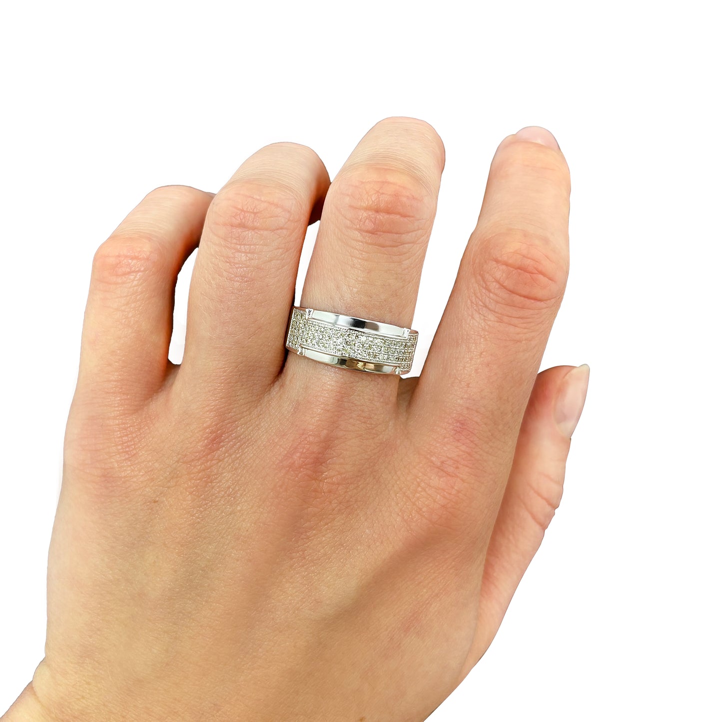 0.50CTW Natural Diamond 10K Gold White 10mm Modern Band Ring