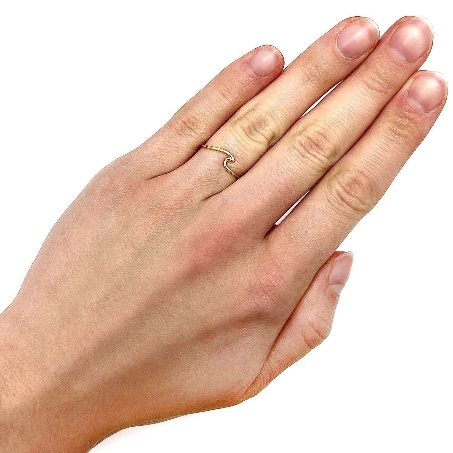 14K Gold Wave Symbol Stackable Ring