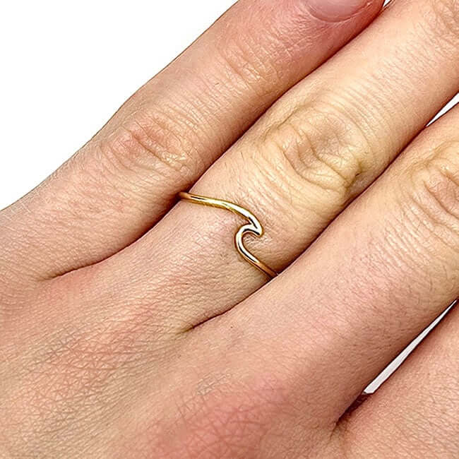 14K Gold Wave Symbol Stackable Ring