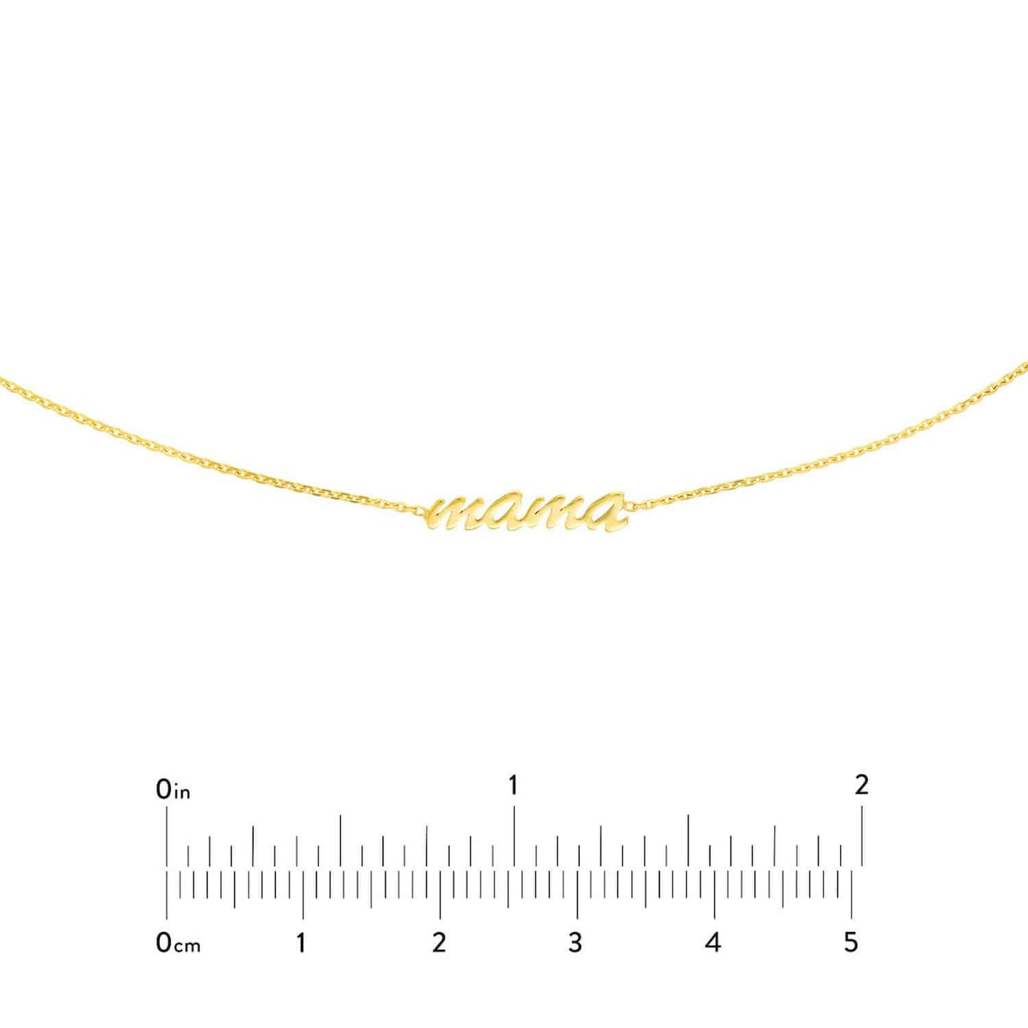 14K Gold Script Mama Choker Chain 15"-17" Adjustable
