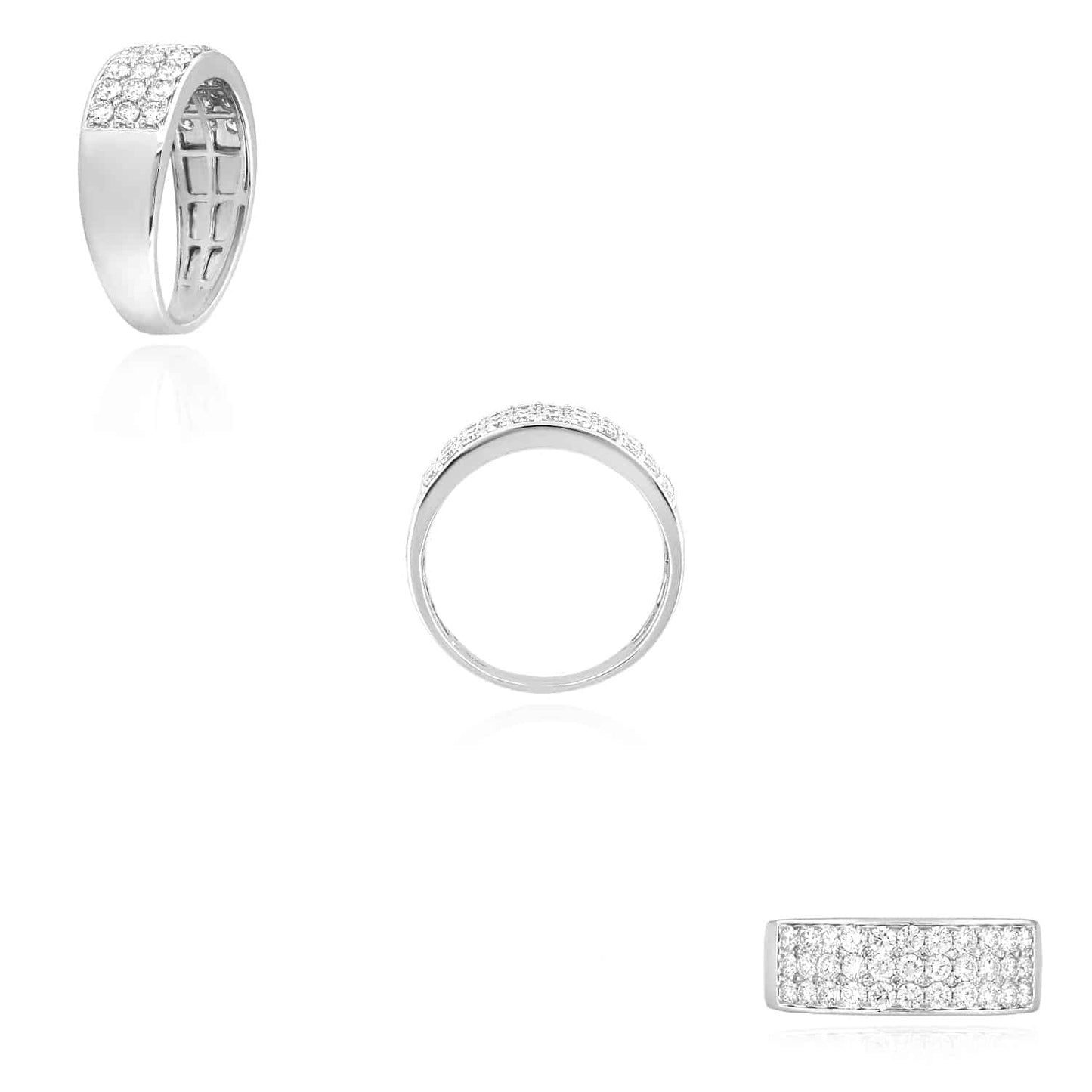 1.40CTW Natural Diamond 14K White Gold Pave 9mm Ring