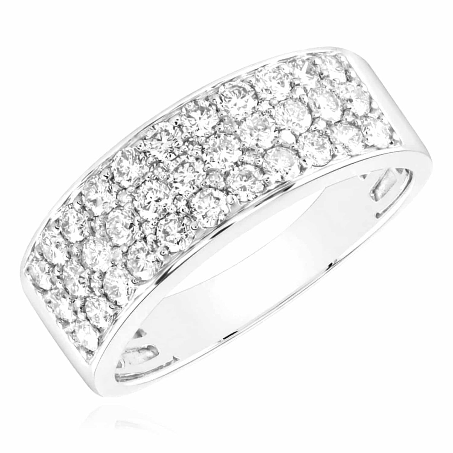 1.40CTW Natural Diamond 14K White Gold Pave 9mm Ring